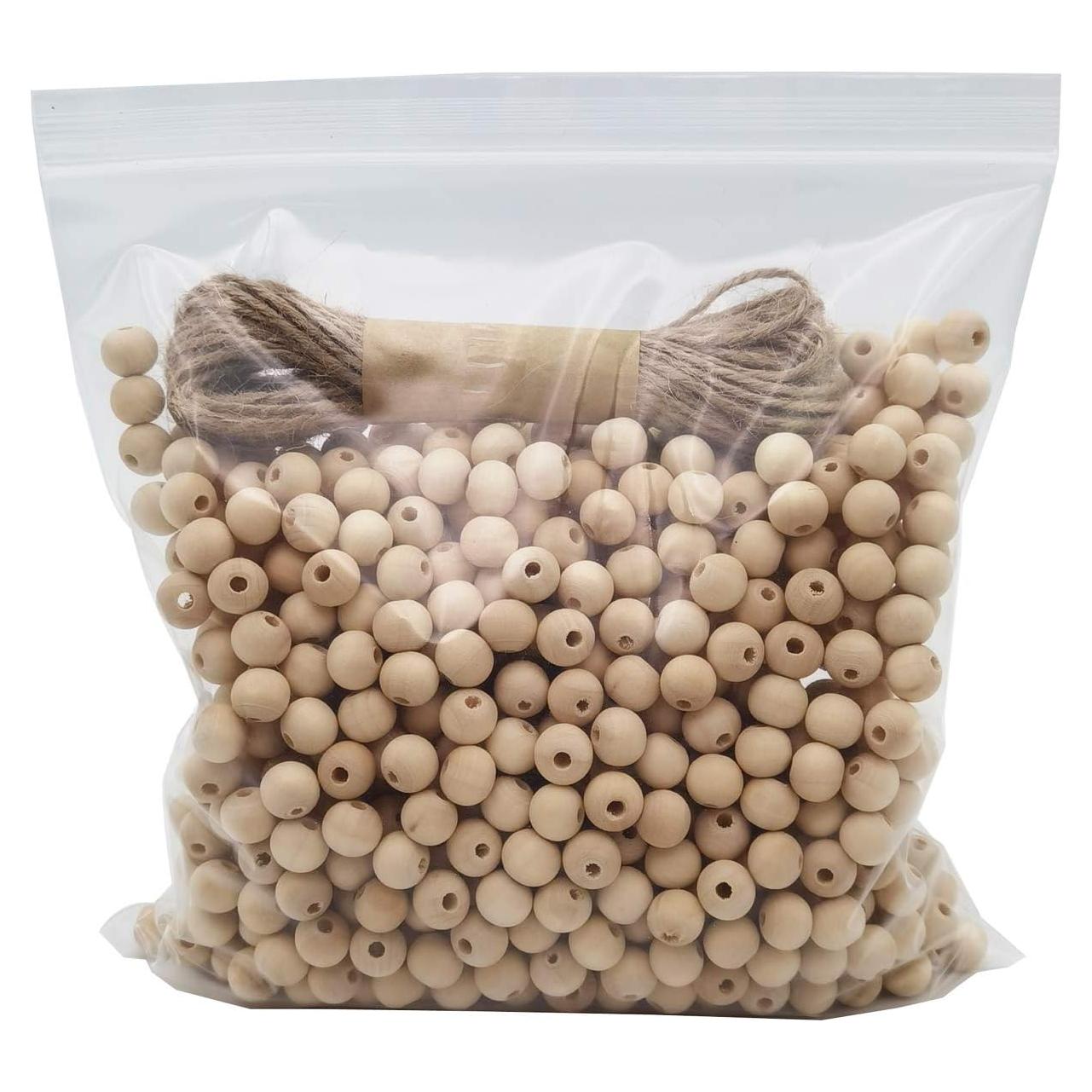 900 Perlas de Madera Natural 10mm INSPIRELLE + Cuerda de Yute