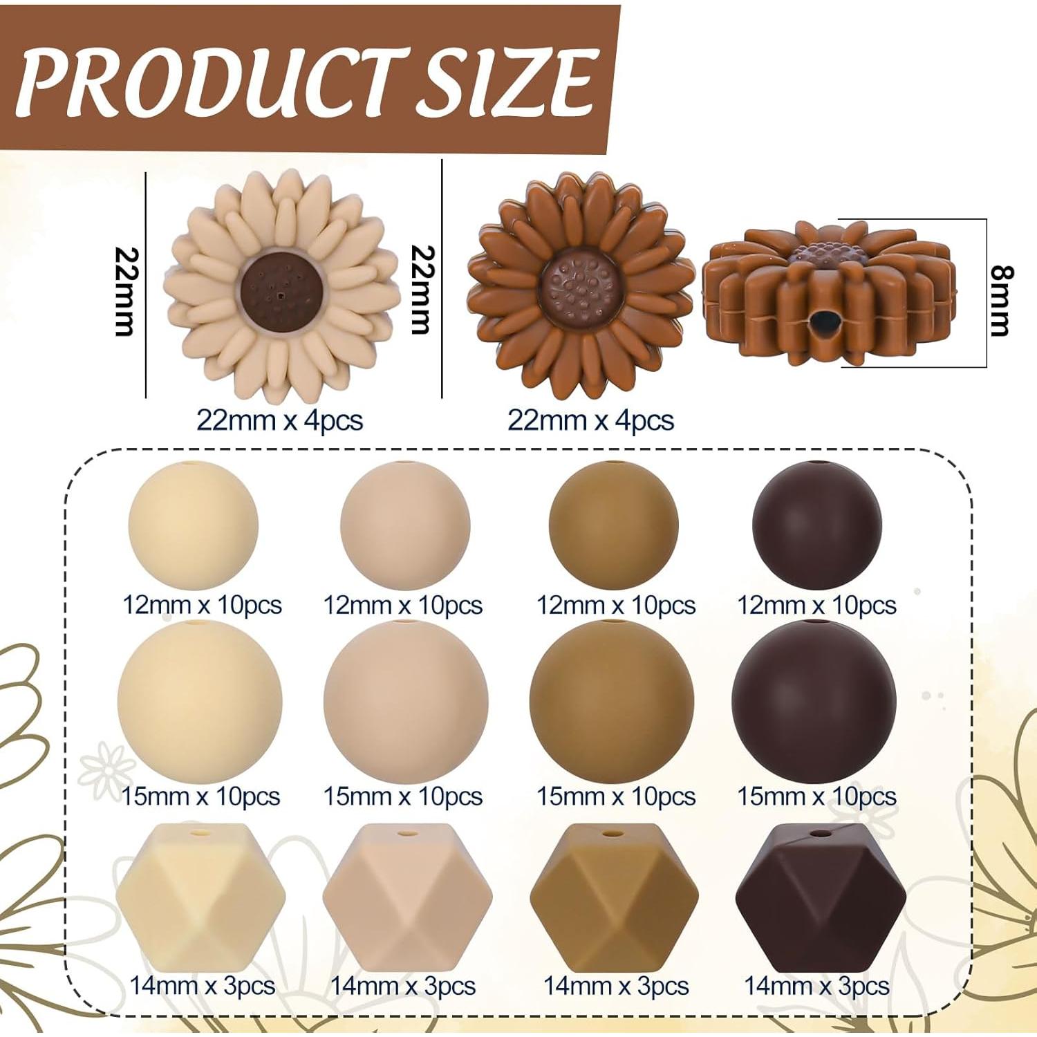 Perlas de Silicona Marrón Whaline 100Pcs para Manualidades DIY