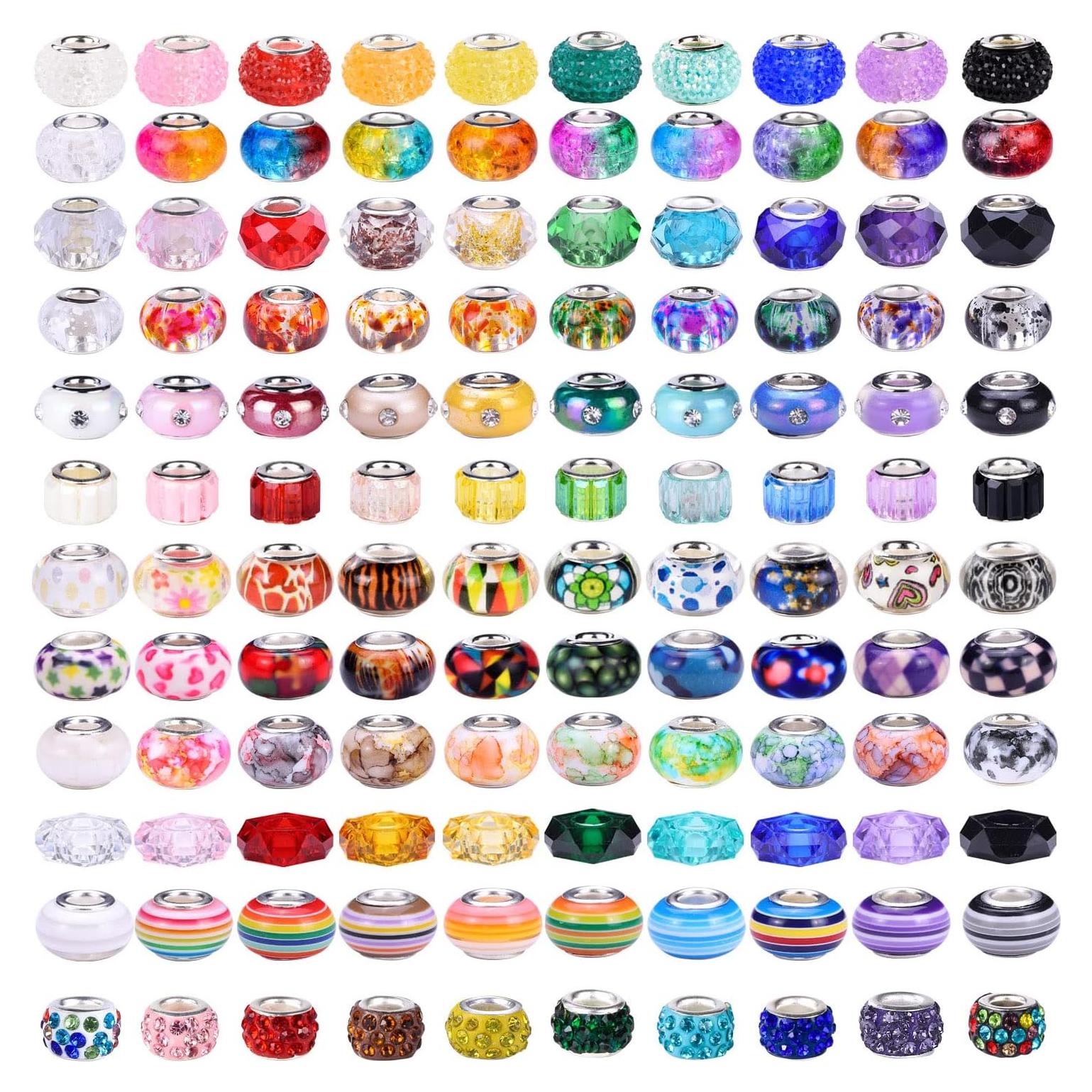 240 Piezas Cuentas Europeas AIPRIDY para Joyería DIY