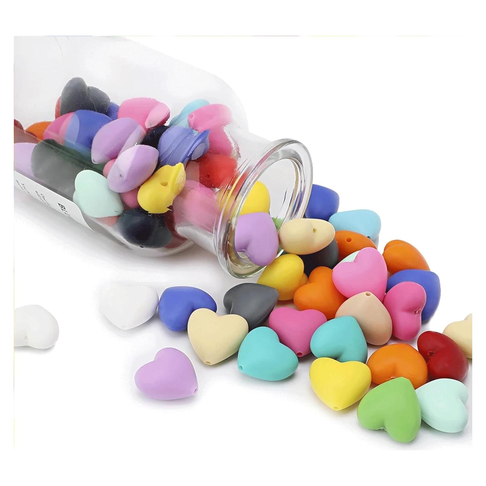 40 Perlas de Silicona Corazón Qusmeiyici Multicolor para Manualidades