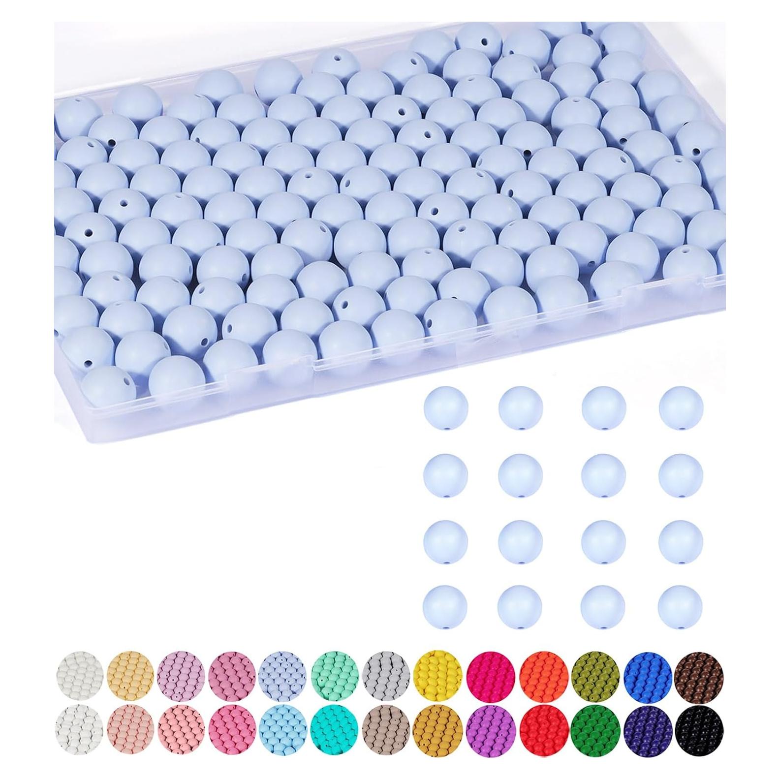 140 Perlas de Silicona 15mm Anjpuy Azul Pastel para DIY