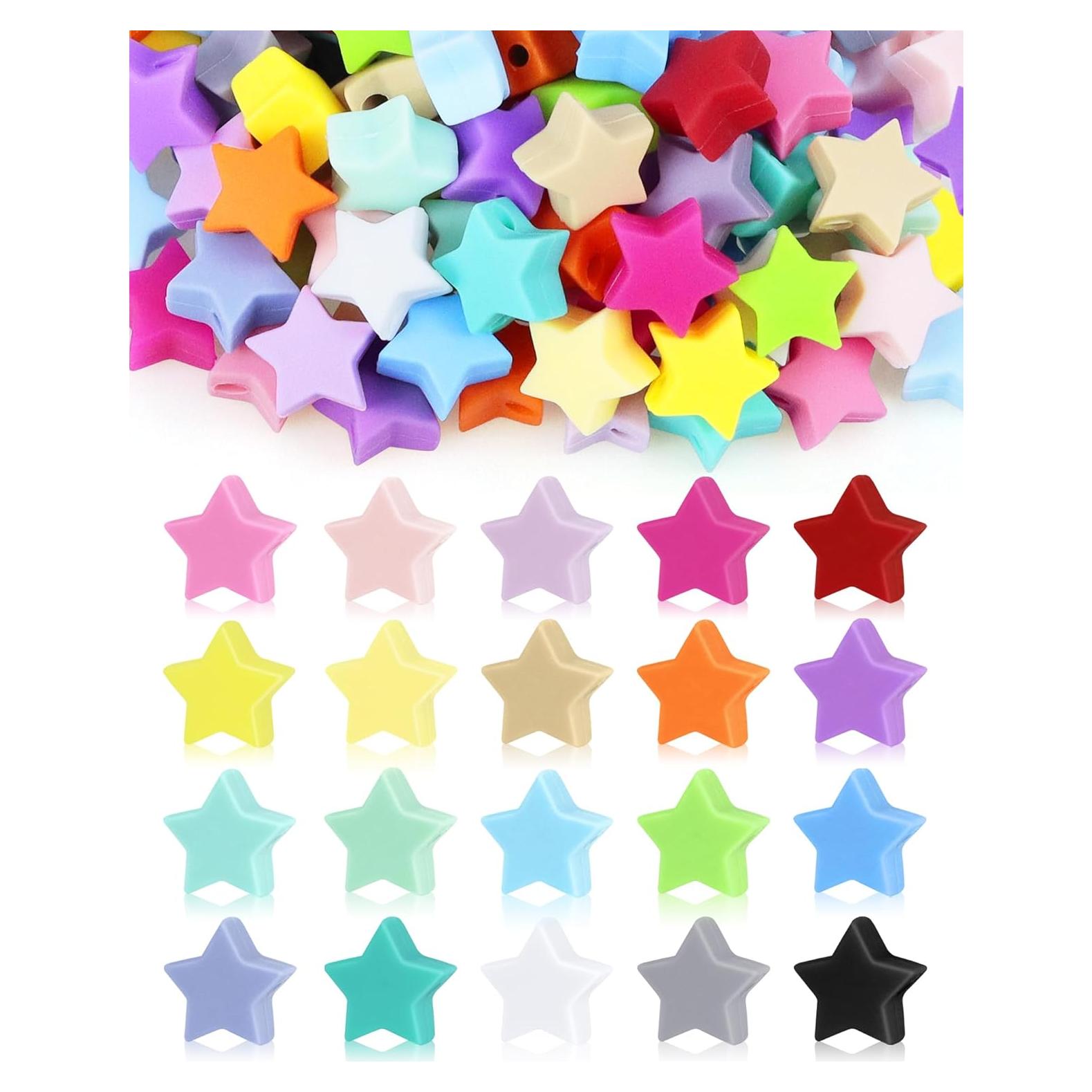 80 Perlas de Silicona en Forma de Estrella FIVEIZERO - 20 Colores