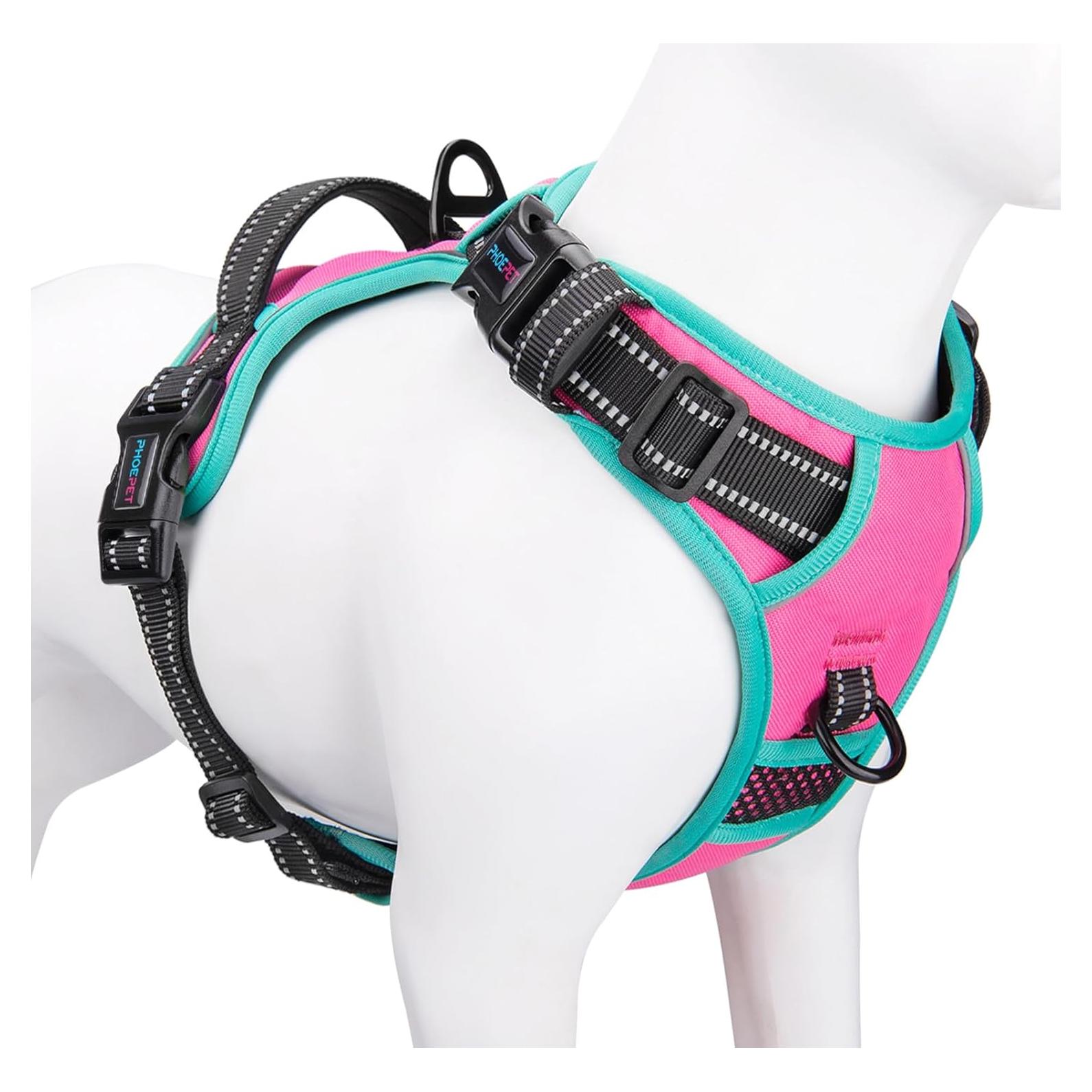 Arnés para Perros PHOEPET L Rosa Reflectante Ajustable