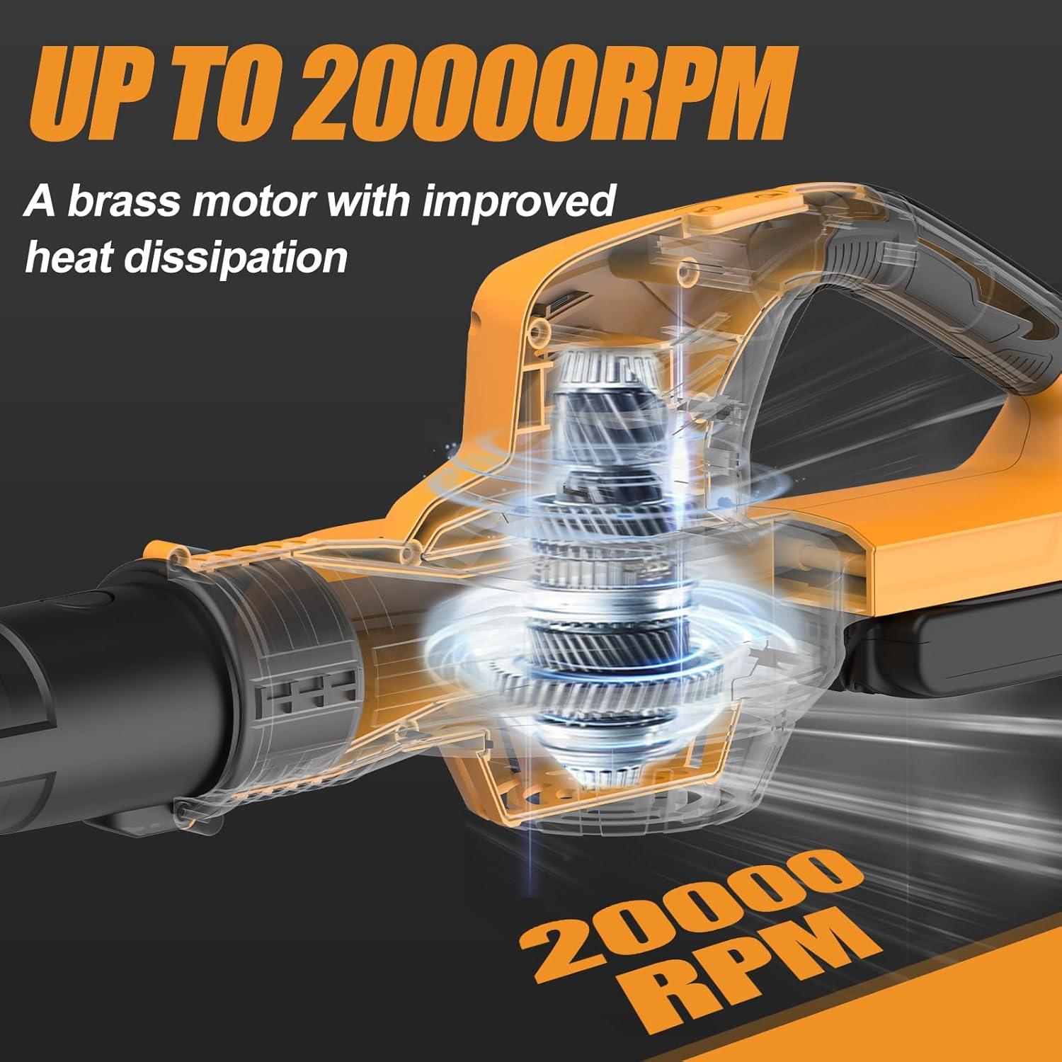 Soplador de Hojas Inalámbrico Adedad 20V 150 km/h 2 Baterías