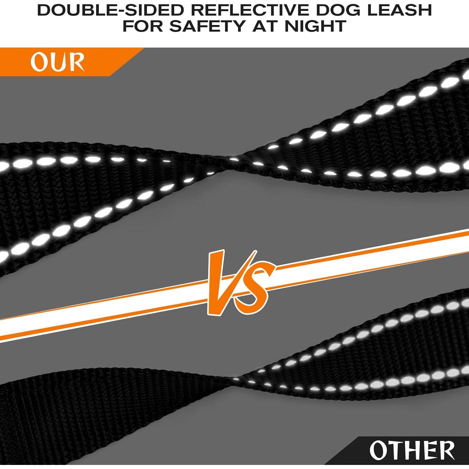 Correa para Perros Joytale 6FT Doble Mango Reflectante Negra