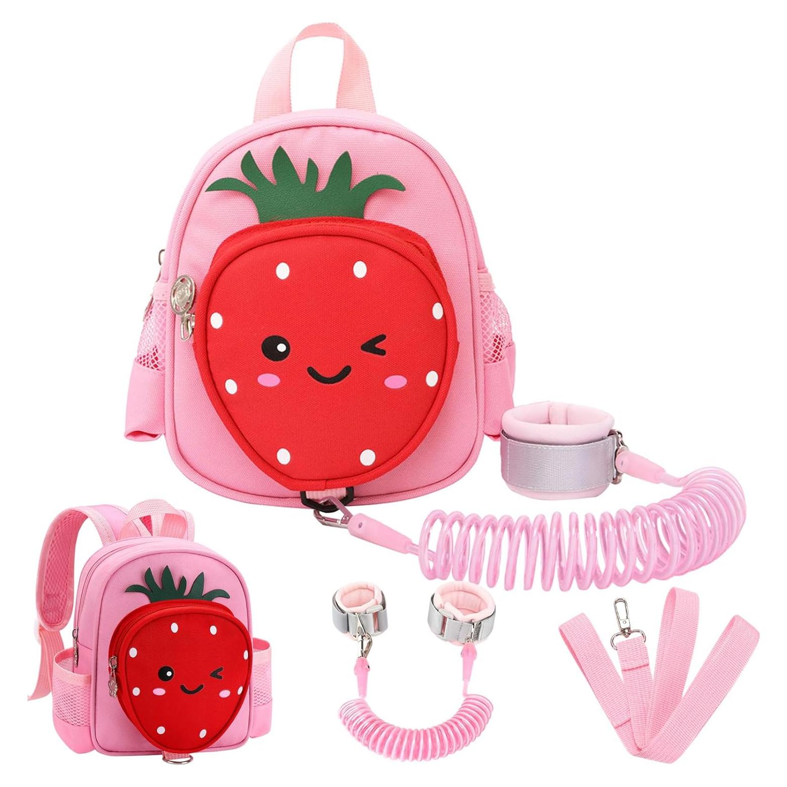 Mochila Infantil con Correa Accmor Fresa Rosa 1-3 Años