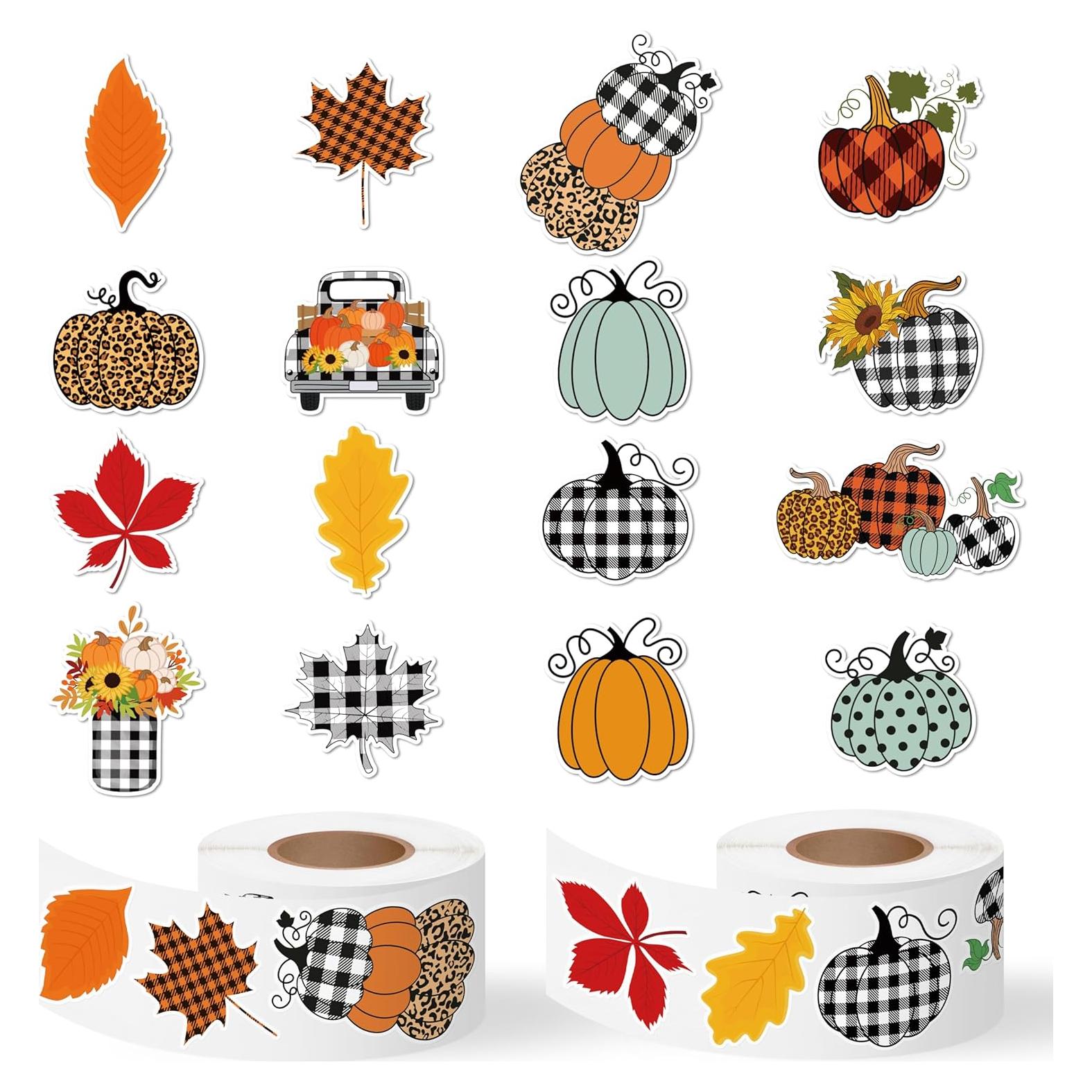 Calcomanías de Calabaza Otoñales BkeeCten - 1000 Piezas