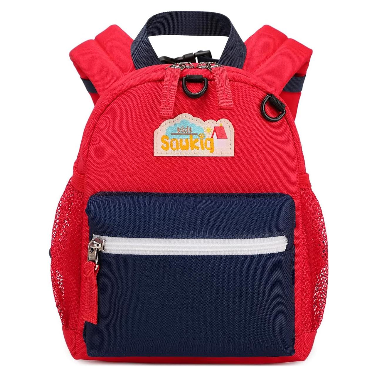 Mochila Infantil con Correa Seguridad Rojo y Azul Marino 23cm