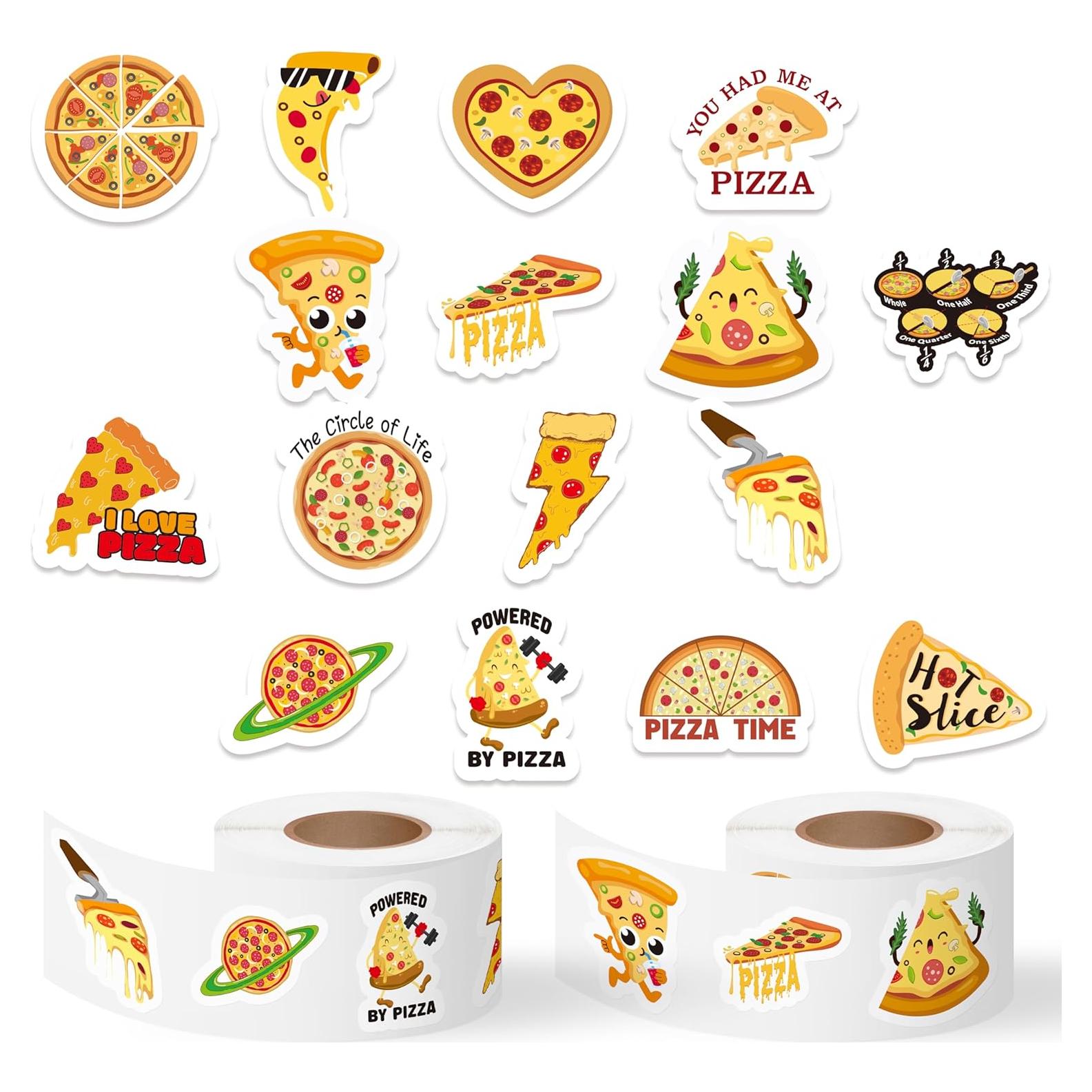 Haooryx Rollo de Pegatinas de Pizza - 1000 Piezas Reutilizables