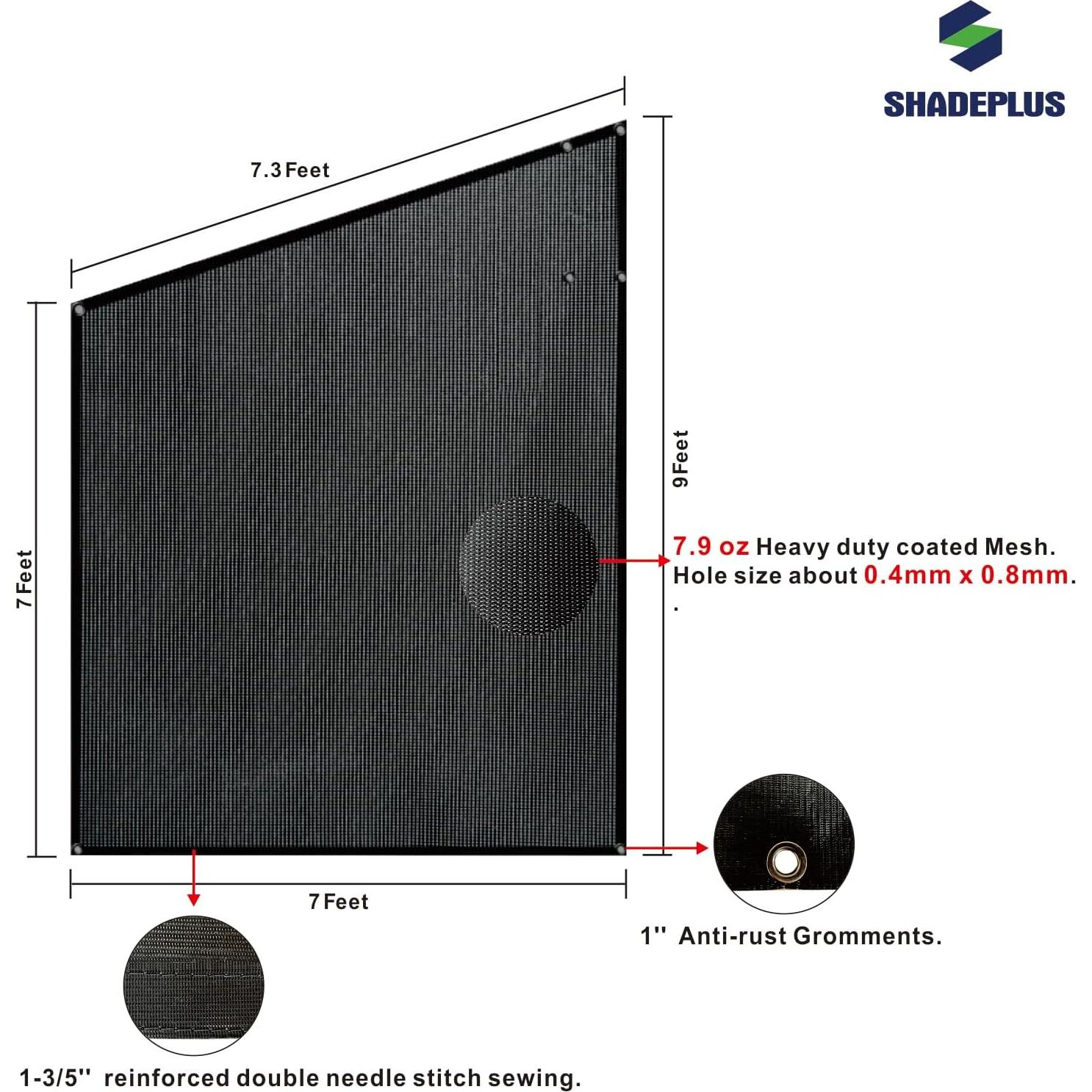 Pantalla de Sombra Lateral SHADEPLUS 2.74m x 2.13m Negra