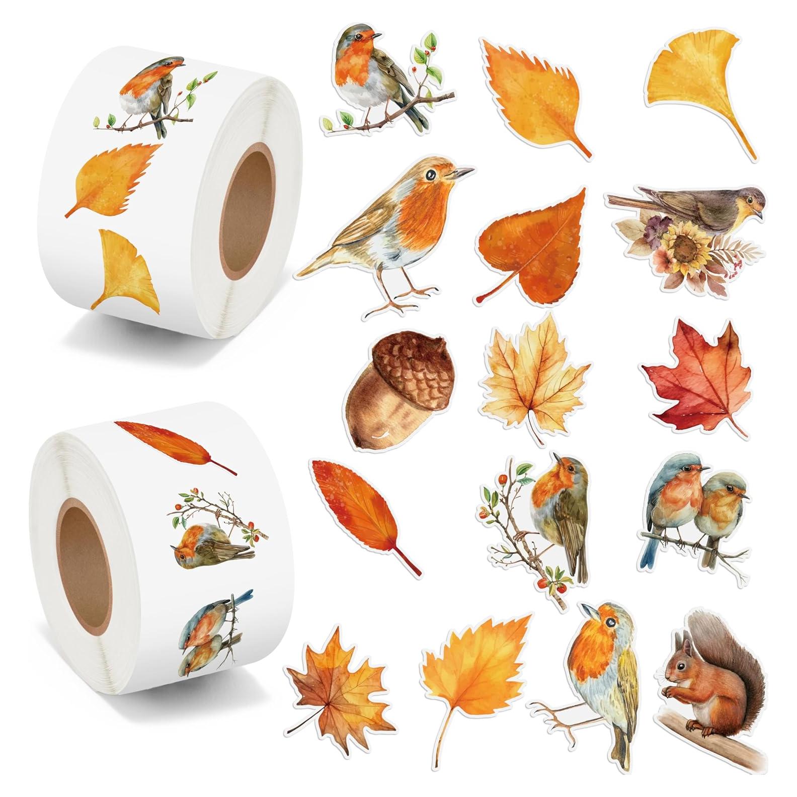 Rollos de Pegatinas Acuarela Otoñal BkeeCten - 1000 pcs