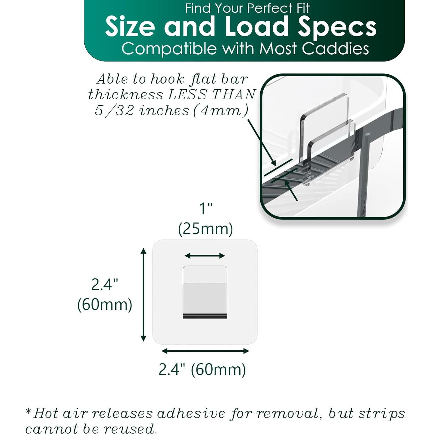 Ganchos Adhesivos Planos Jovware para Caddy de Ducha - Paquete de 6