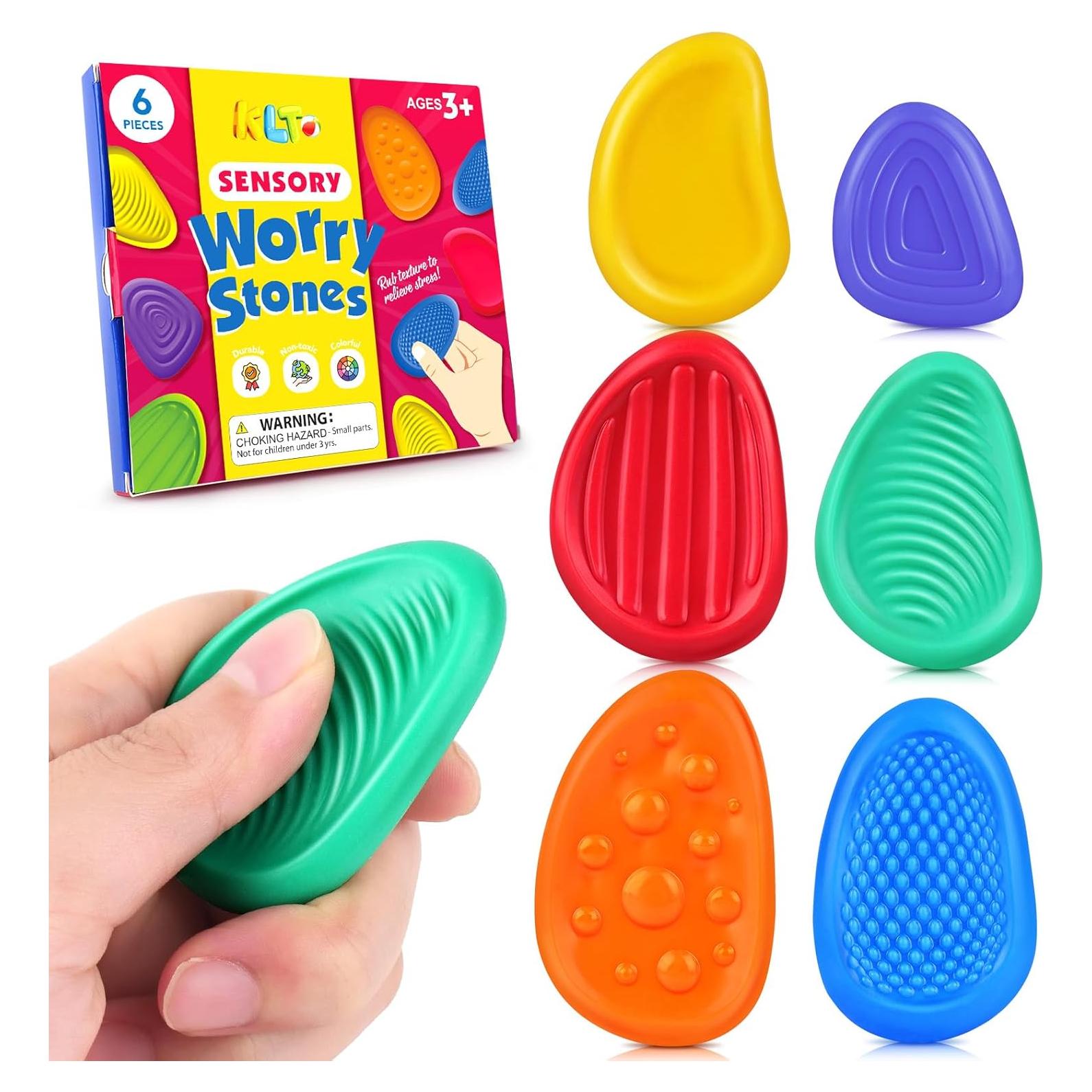 Juguetes Fidget Sensoriales KLT - Paquete de 6 Piedras Suaves