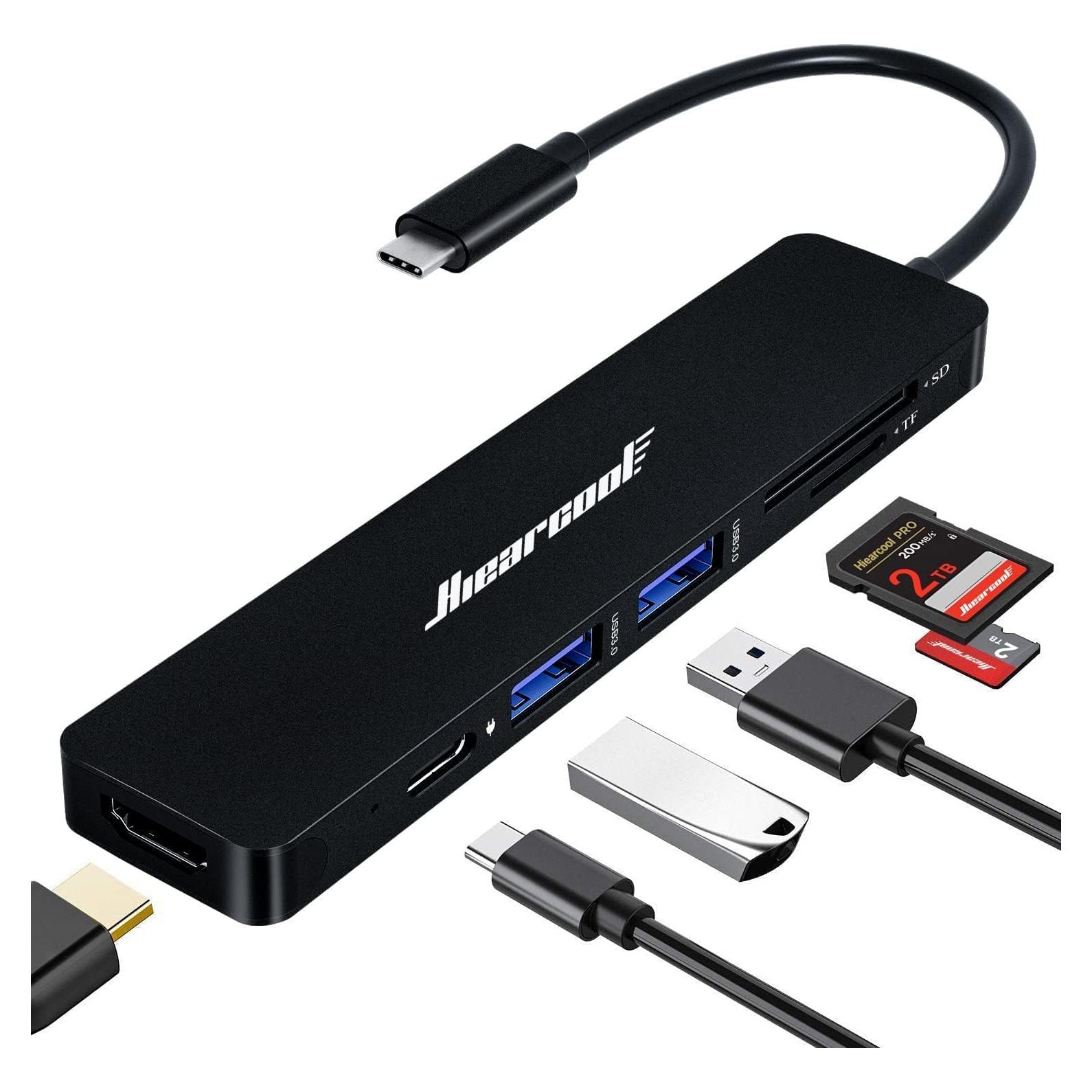 Hub USB C Hiearcool Adaptador Multi-Puerto 4K HDMI Negro