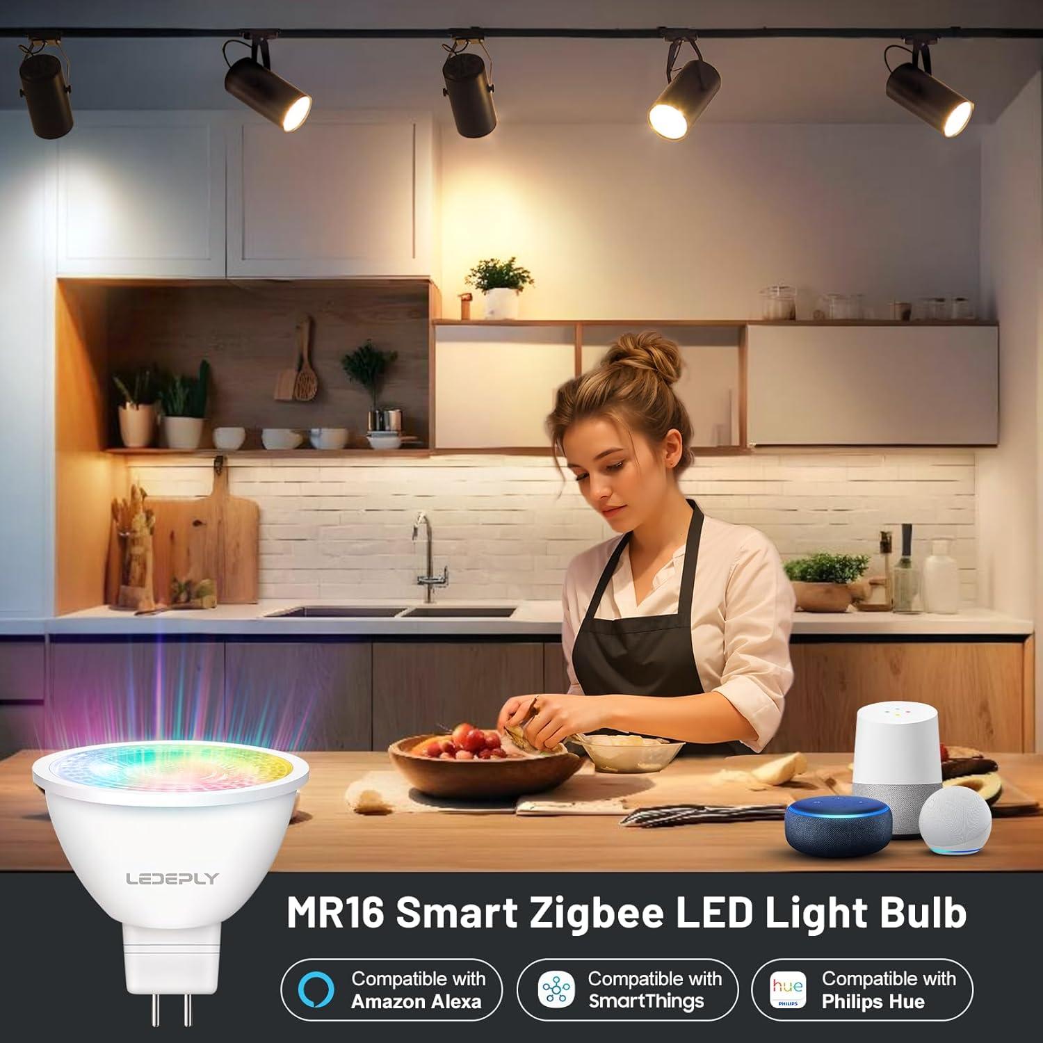 Bombilla LED inteligente Zigbee LEDEPLY MR16 5W regulable 2 unidades