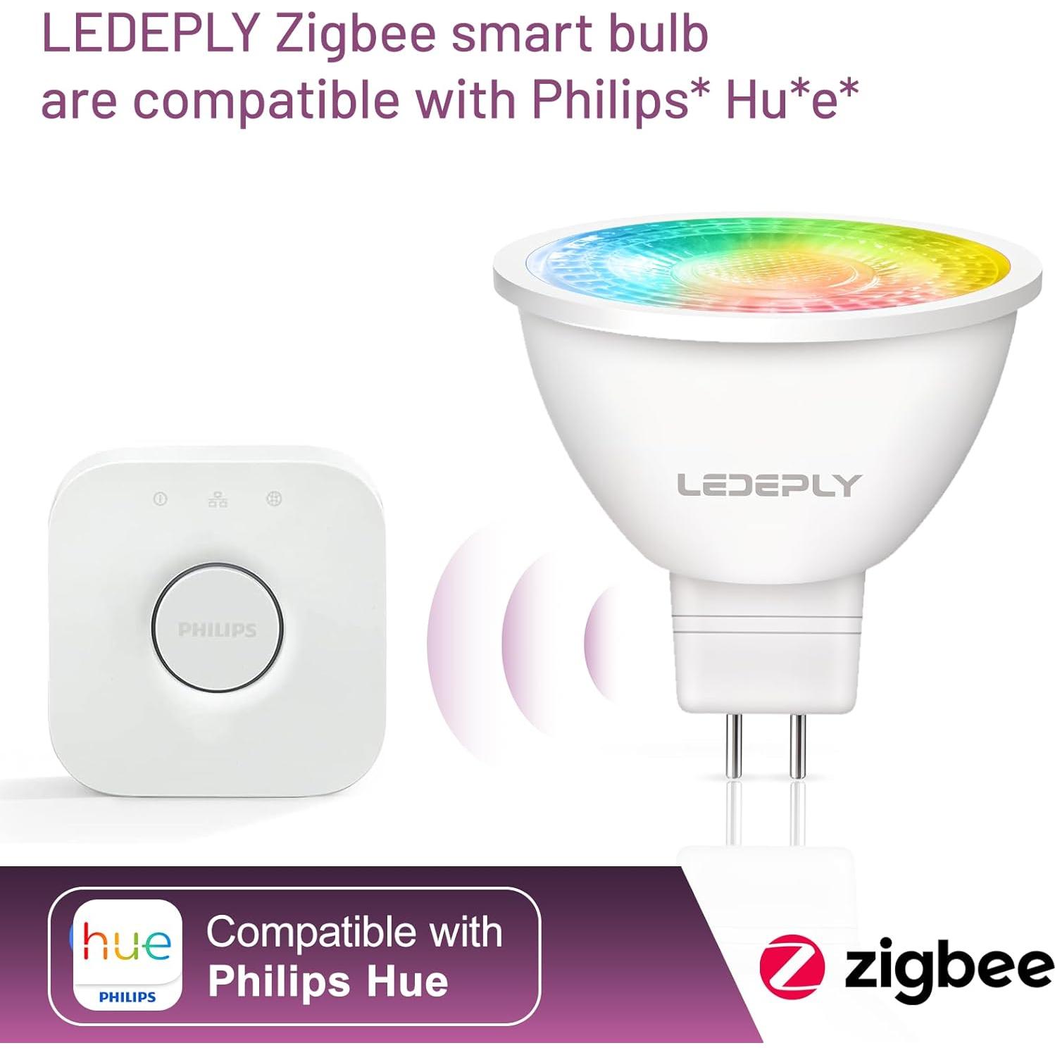 Bombilla LED inteligente Zigbee LEDEPLY MR16 5W regulable 2 unidades
