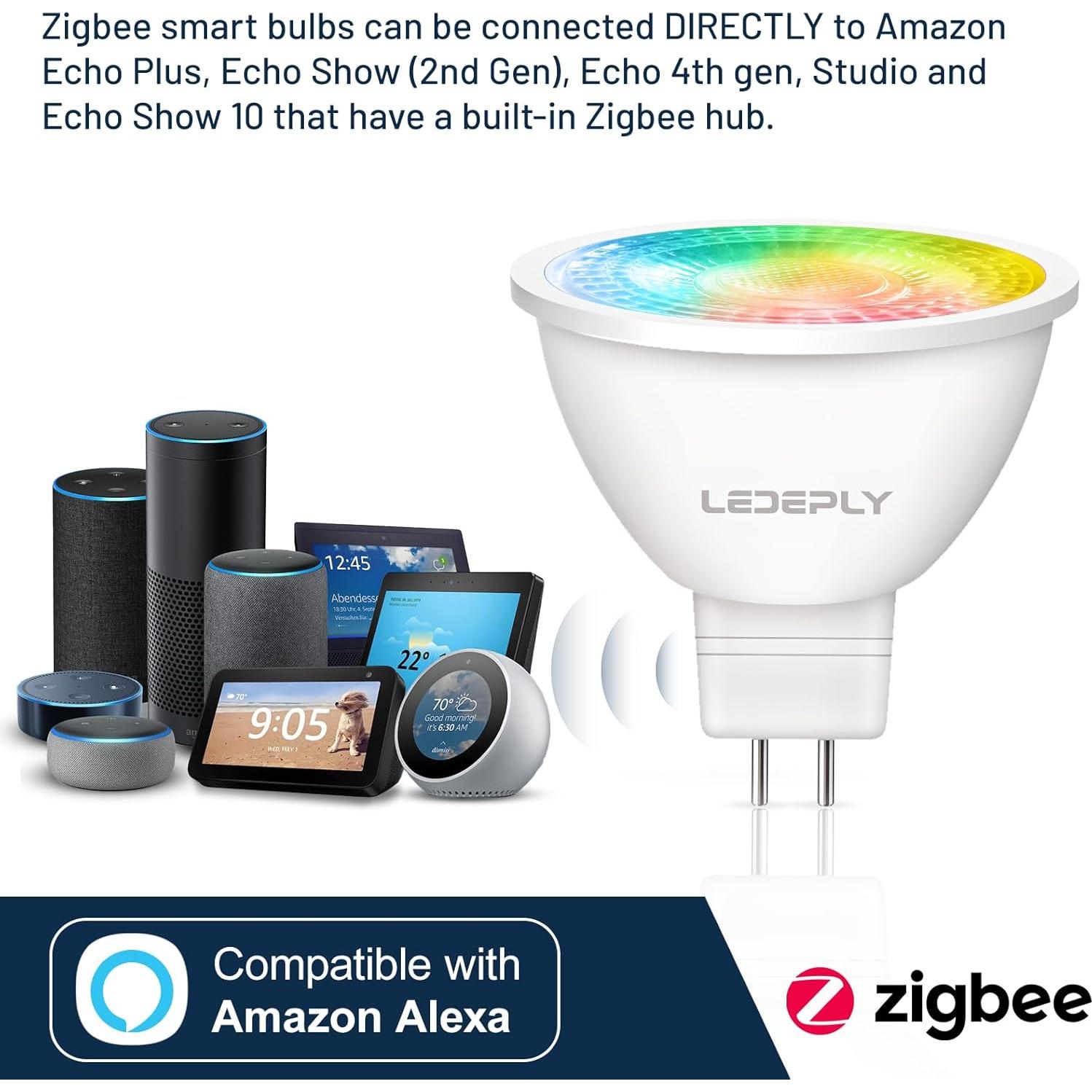 Bombilla LED inteligente Zigbee LEDEPLY MR16 5W regulable 2 unidades