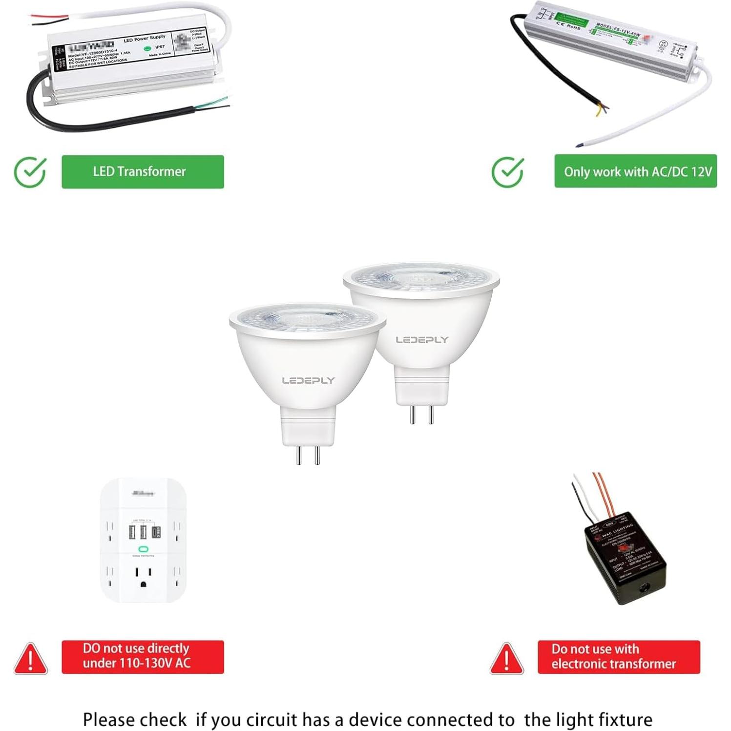 Bombilla LED inteligente Zigbee LEDEPLY MR16 5W regulable 2 unidades