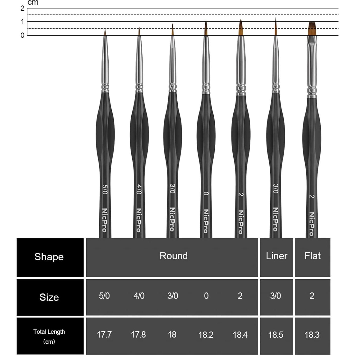 Conjunto de Pinceles de Detalle Nicpro 7 Piezas para Pintura