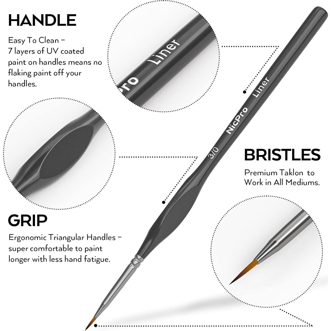 Conjunto de Pinceles de Detalle Nicpro 7 Piezas para Pintura