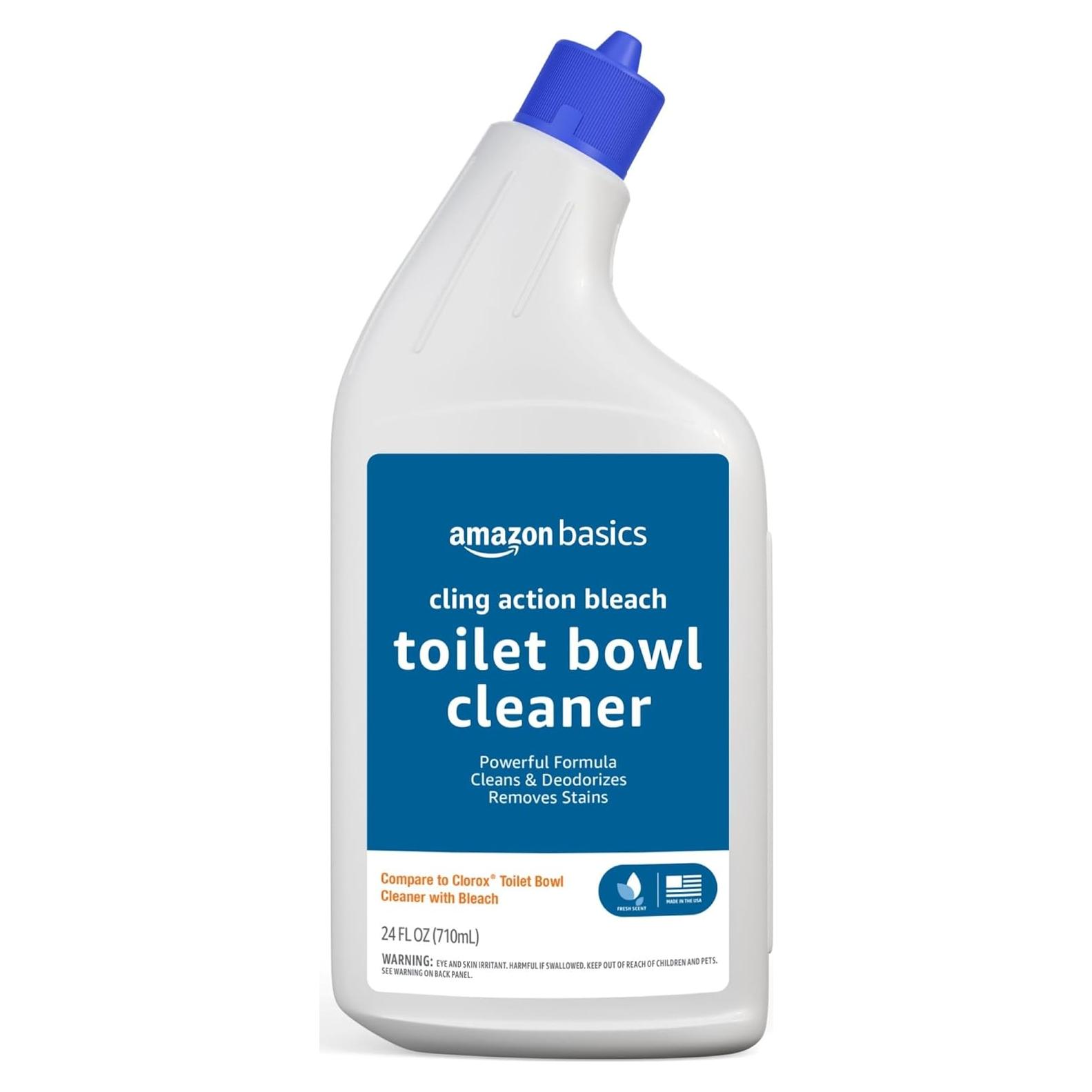 Amazon Basics Toilet Bowl Cleaner with Cling Action Formula, Bleach, Fresh Scent, 24 Fl Oz, Pack of 1