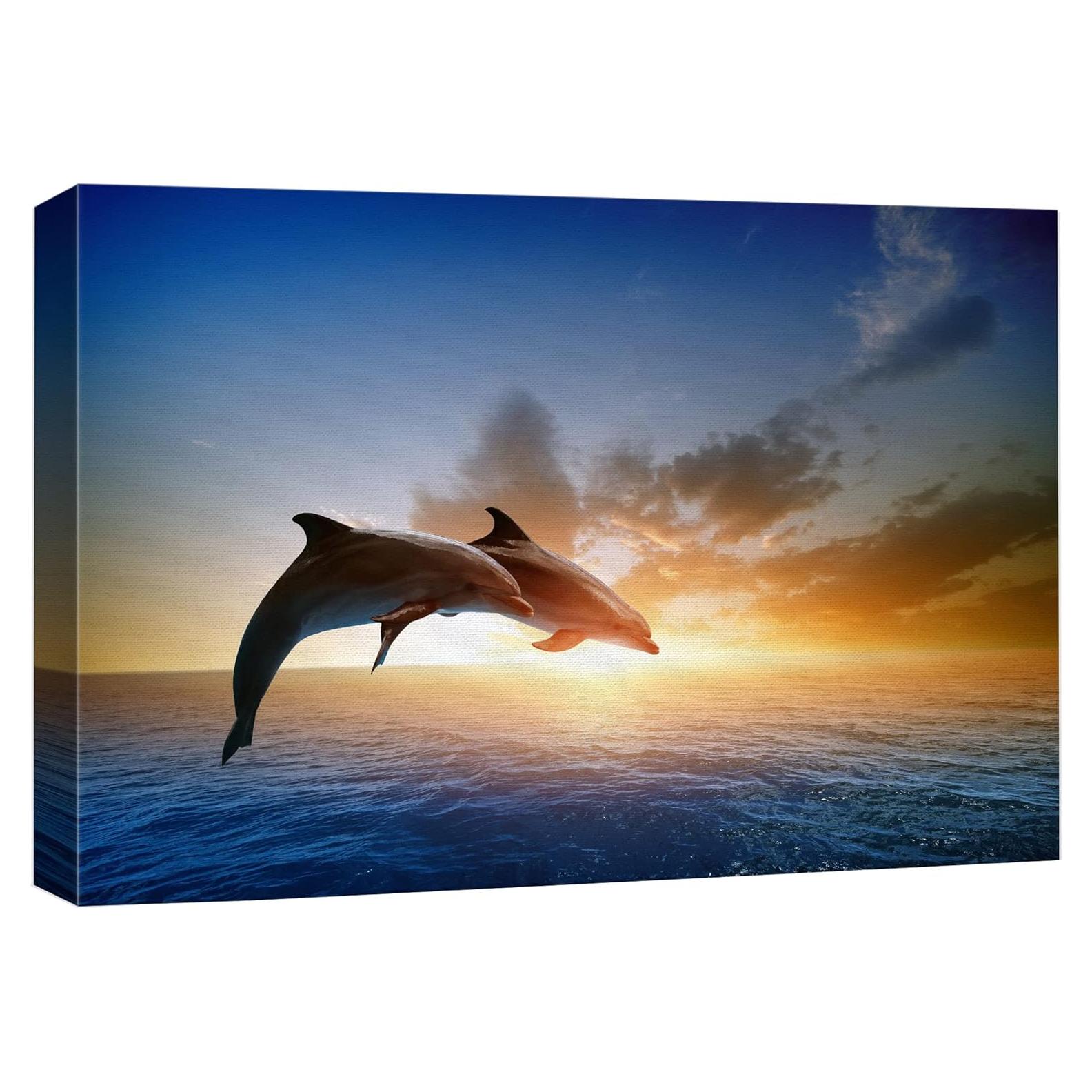 Lienzo Wall26 Delfines al Atardecer 45.72x30.48cm