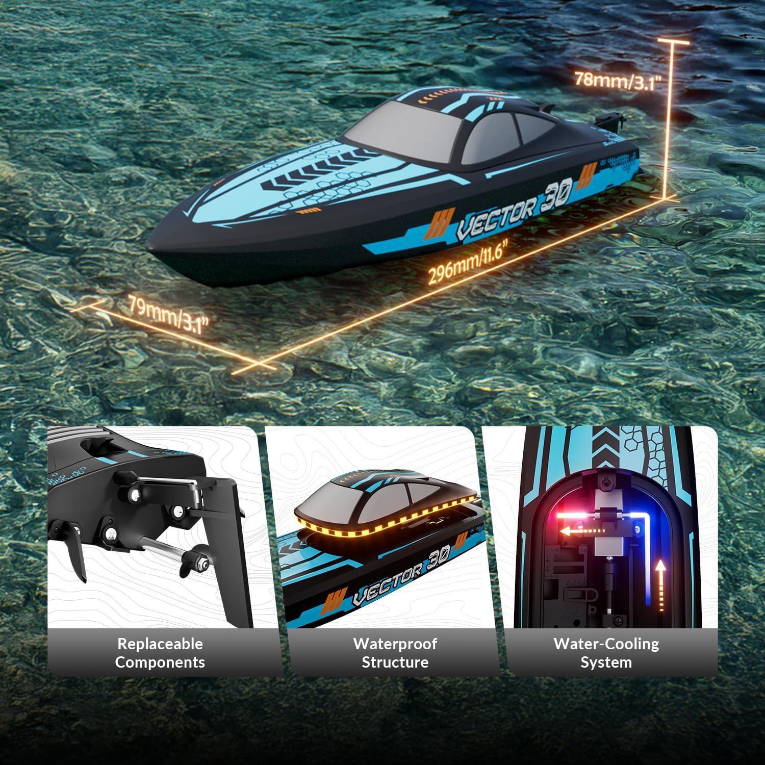 Barco RC VOLANTEXRC Vector 48.3 km/h Azul con 2 Baterías