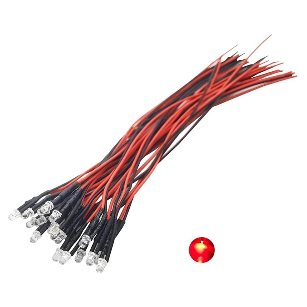 20 LEDs 3mm Parpadeantes Vrabocry 12V Pre Cableados 20cm