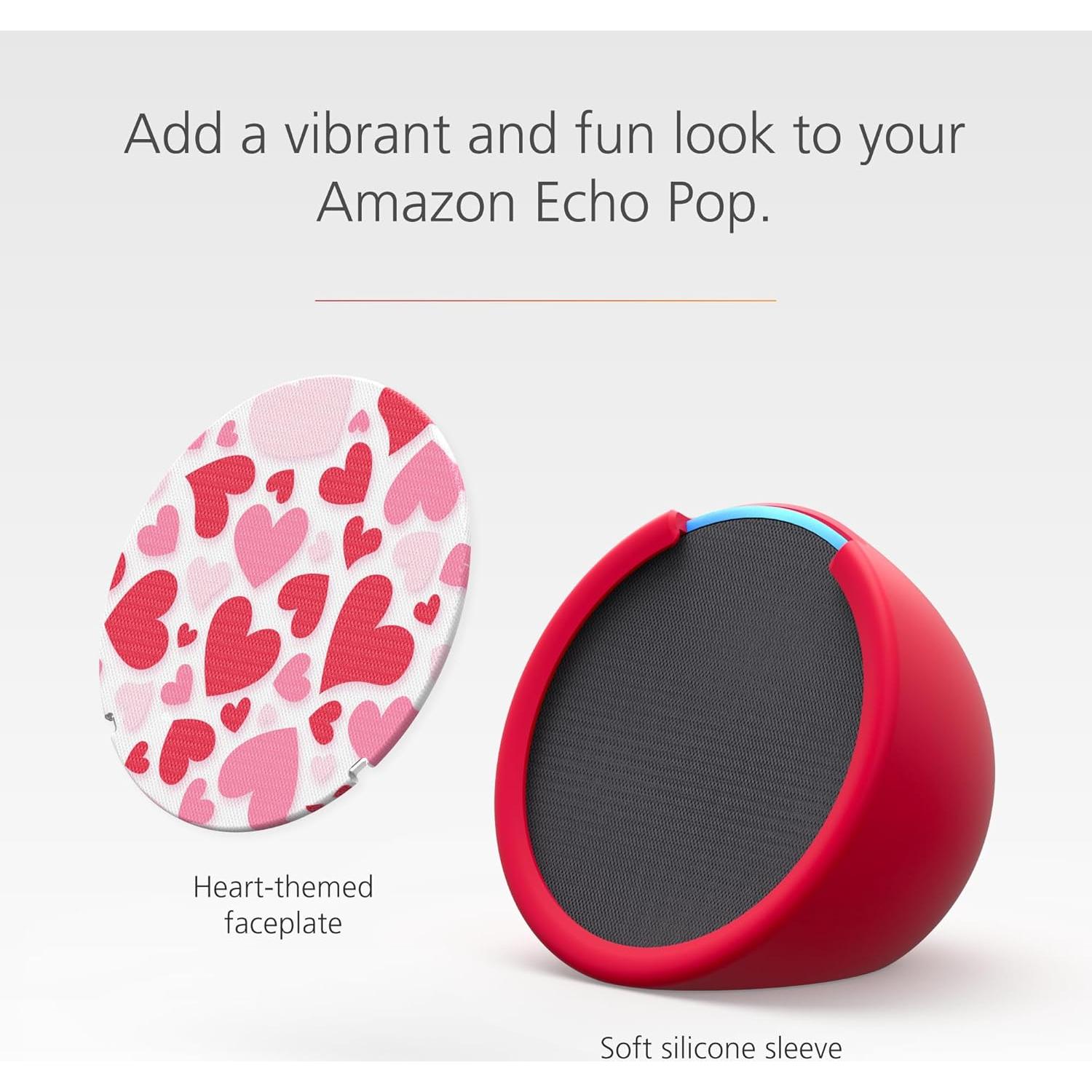 Funda y Placa Frontal para Echo Pop Corazones 2023