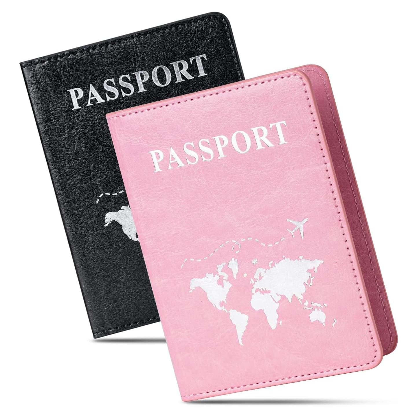 Pack 2 Fundas de Pasaporte PU Honmein Impermeables Unisex