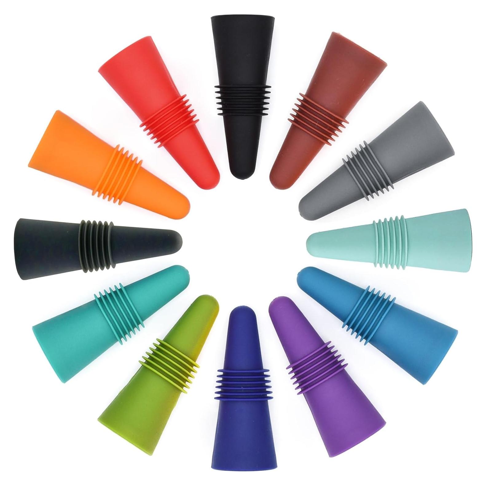 12 Tapones de Vino BOOMIBOO Silicona y Acero Inoxidable