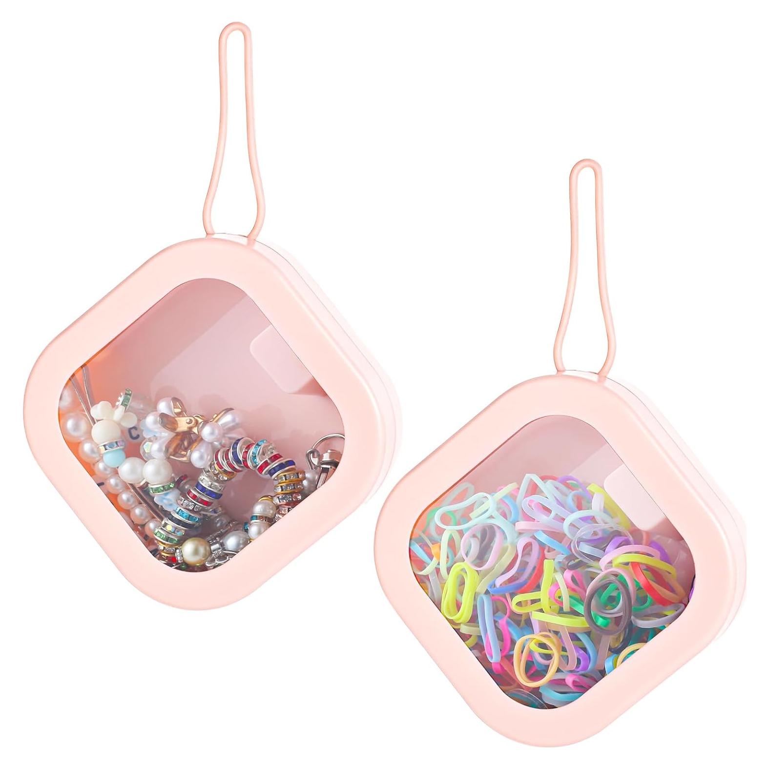 Organizador de Gomas de Pelo Prudiut 2pcs Rosa Compacto