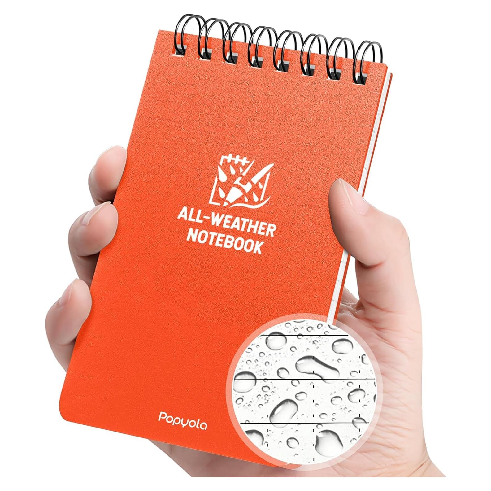 Cuaderno Impermeable POPYOLA 3x5" Naranja 100 Páginas