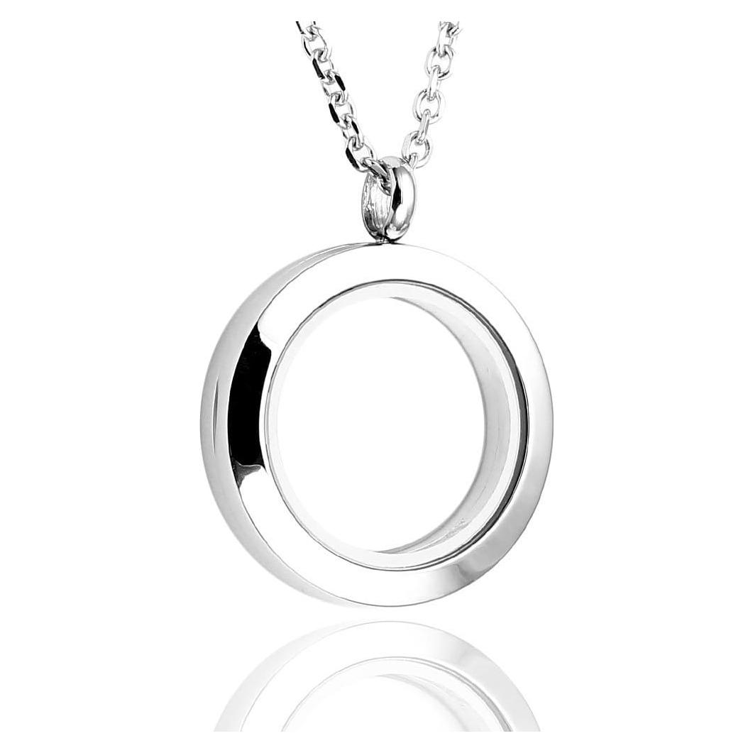 Collar Locket de Vidrio Flotante Jovivi 25mm Acero Inoxidable