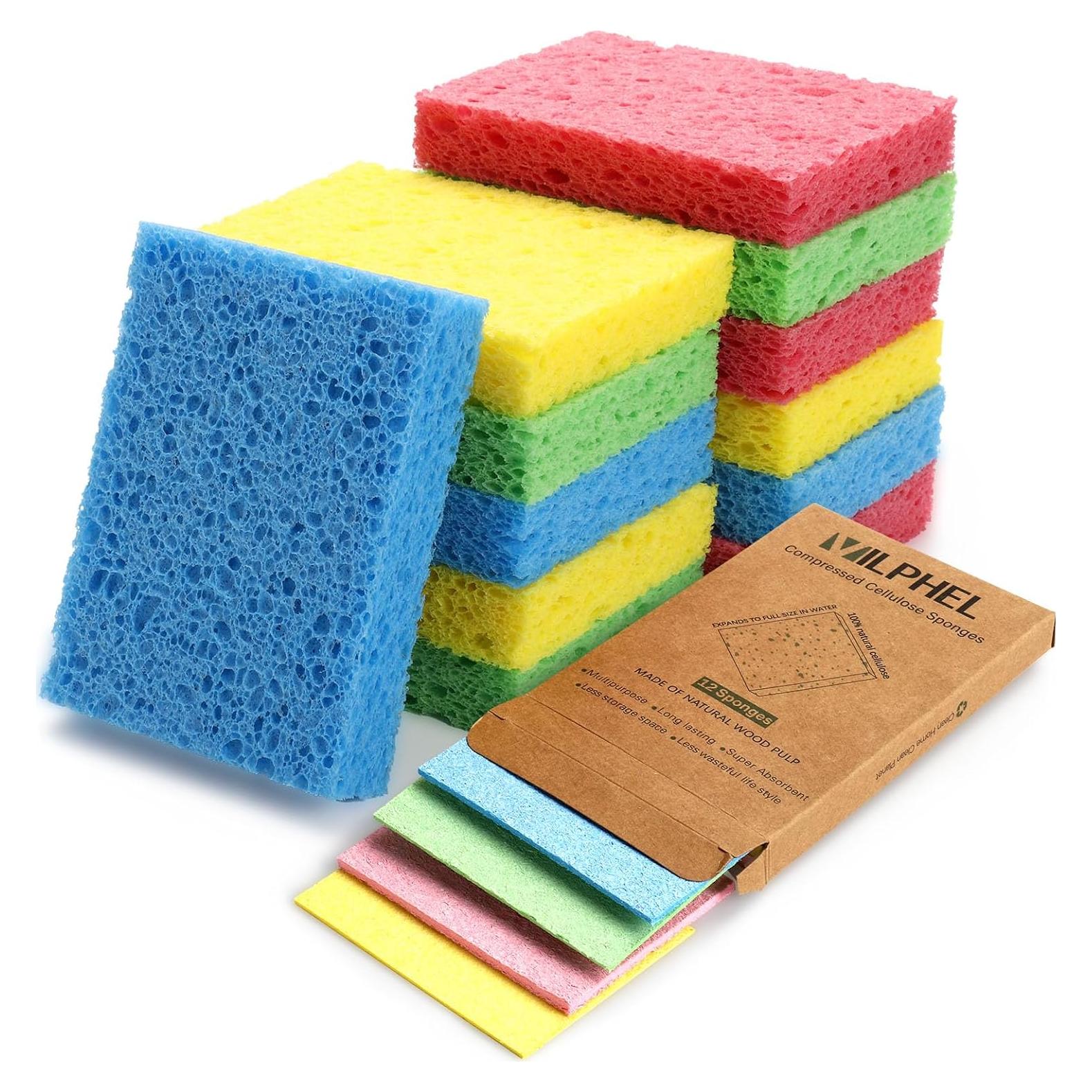 Paquete de 12 Esponjas Biodegradables Vilphel 18x Super Absorbentes