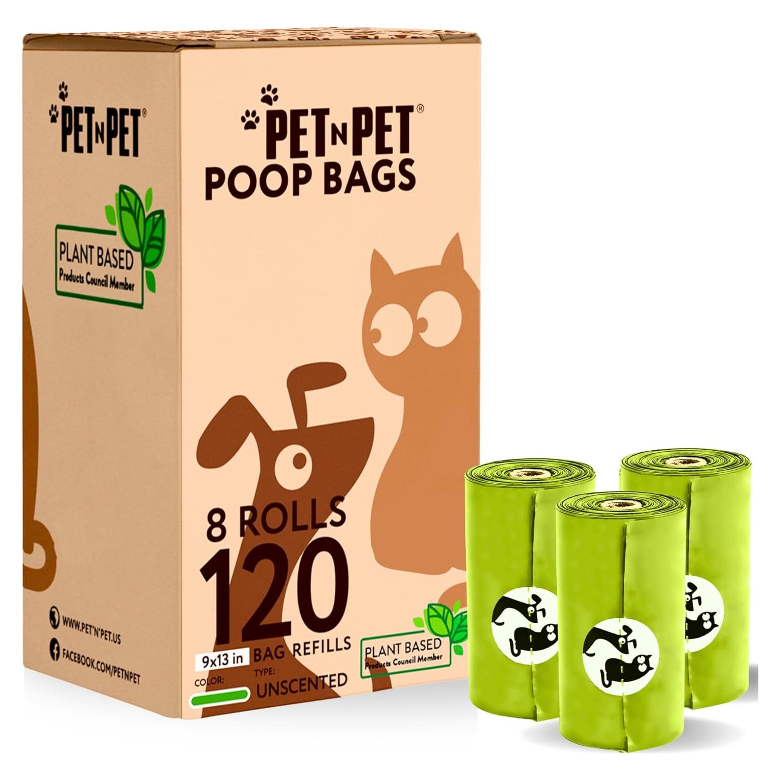 Bolsas de Excremento Pet N Pet Compostables 120 Cuentas 100% a Prueba de Fugas