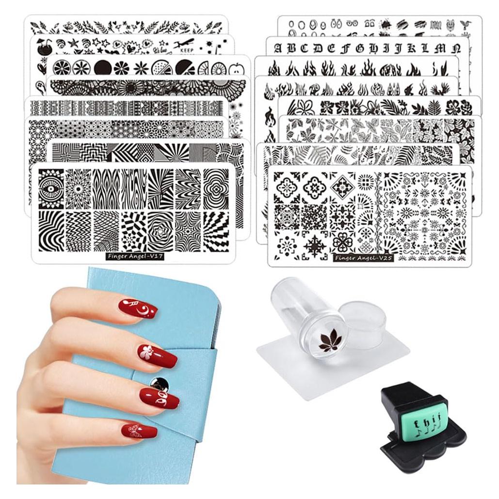 Juego de Estampado de Uñas HaiQiang 21 Piezas 16 Placas