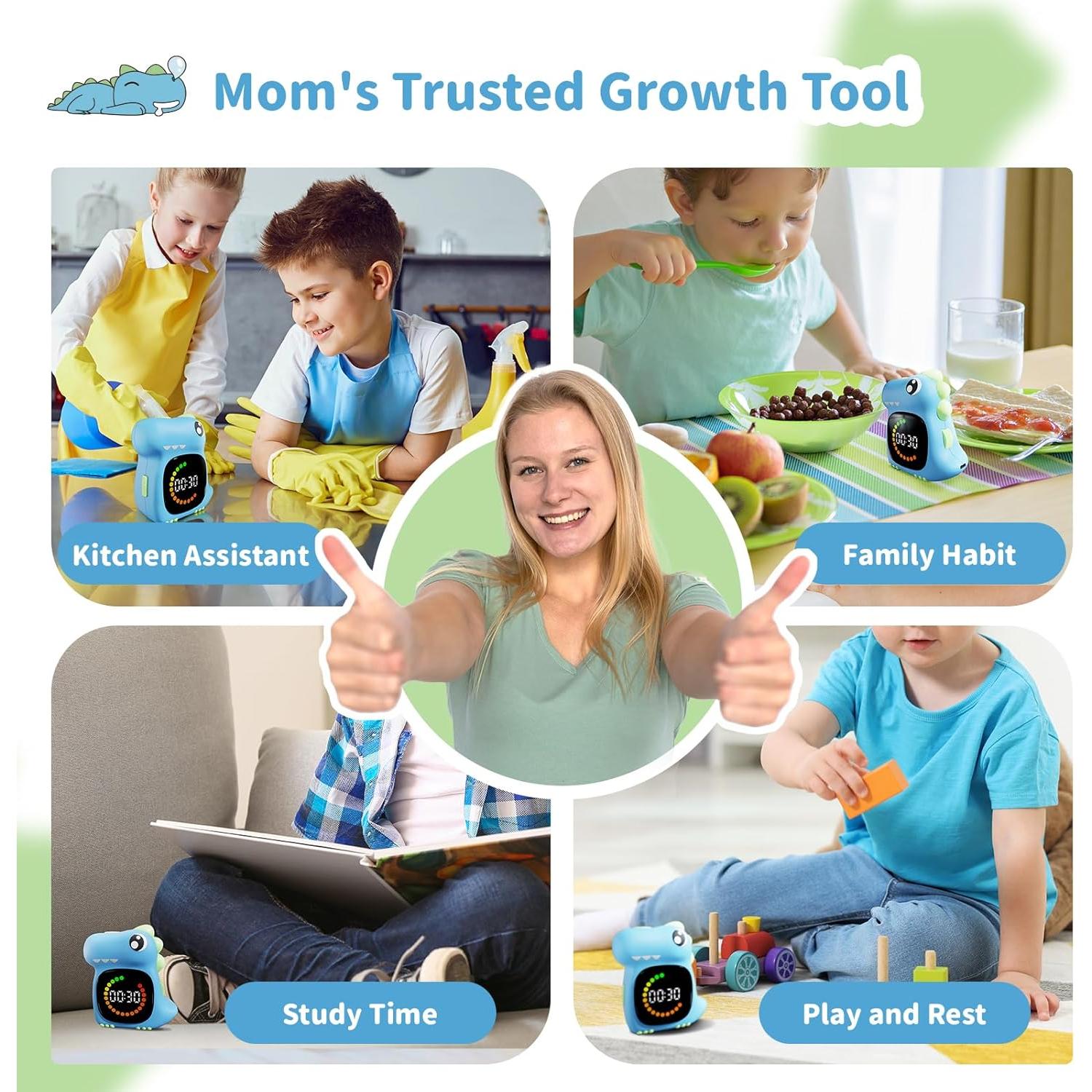 Temporizador Visual DoliWish Dinosaurio Azul Claro LED 100 Min