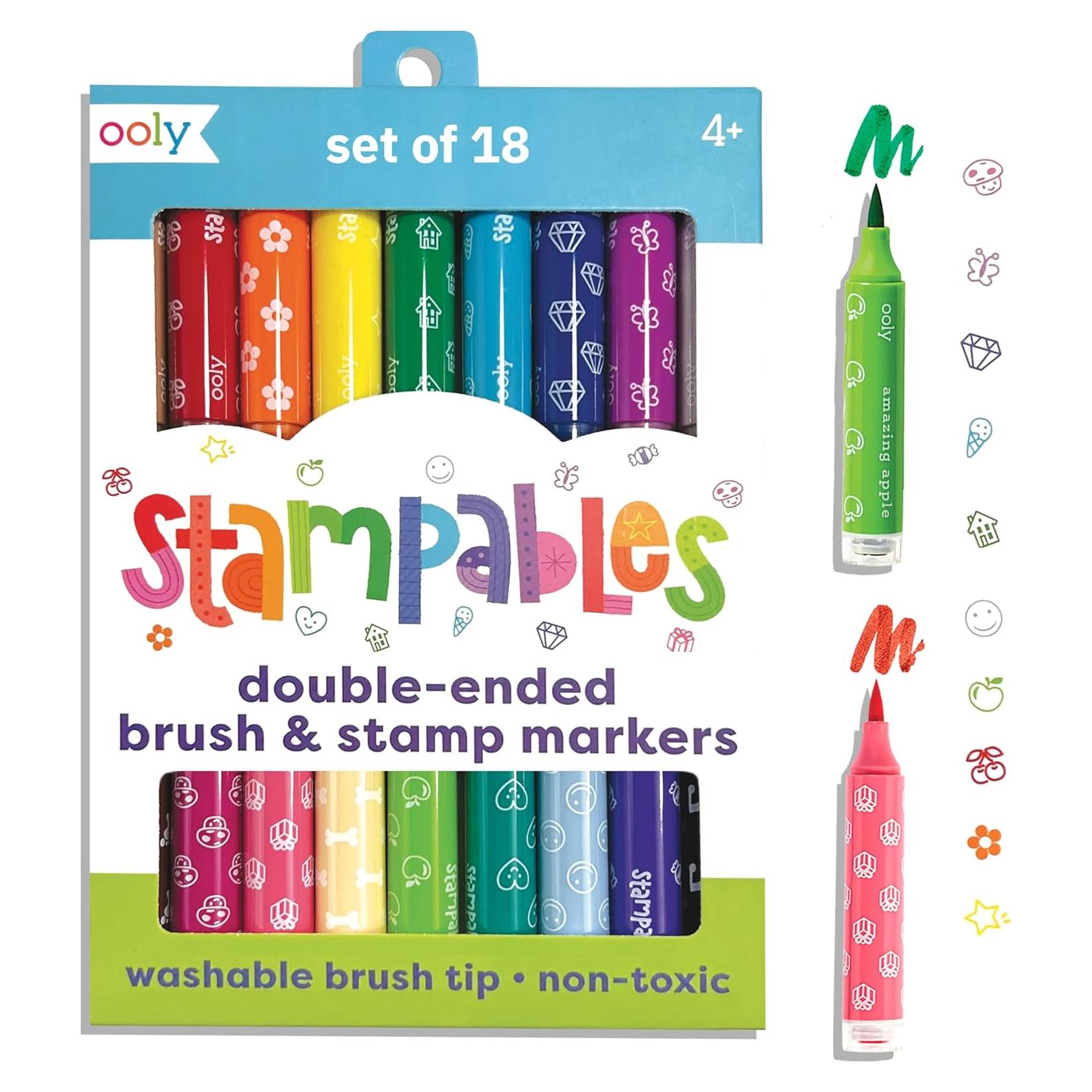 Marcadores de Estampado Doble Cara Ooly - 18 Colores Lavables