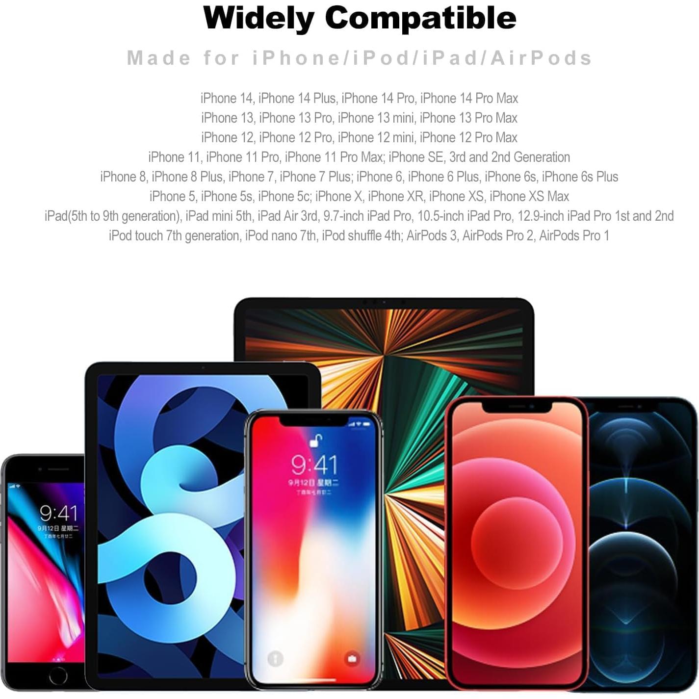 Cargador Corto UYOUNG 1FT USB a Lightning Rojo 3Pack MFi