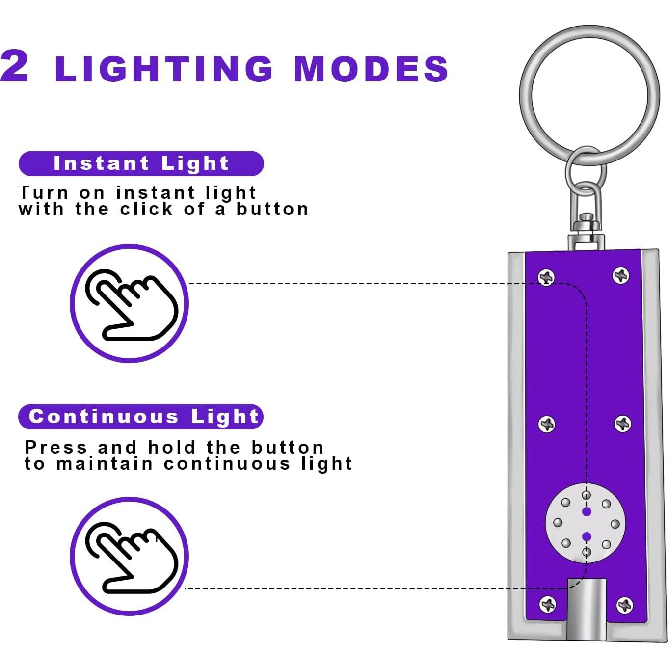 Linterna UV de Llave Daemson - 8 Piezas, Compacta y Portátil