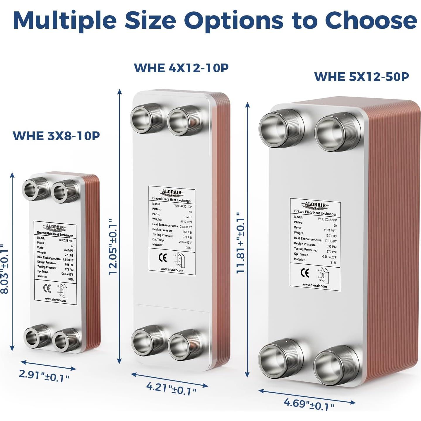 Intercambiador de Calor de Placas ALORAIR WHE4X12-10P Acero Inoxidable
