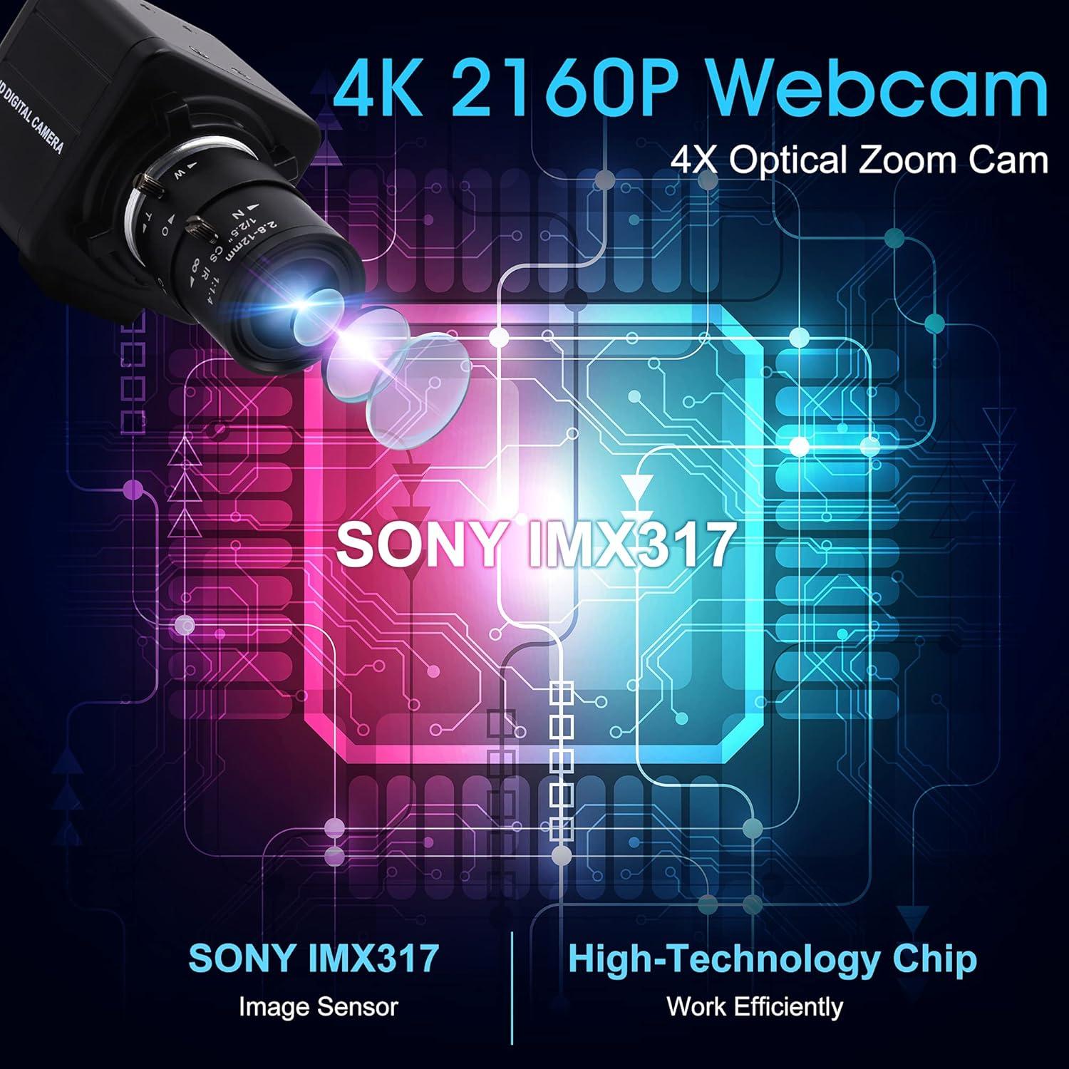 Cámara USB 4K IEights con Zoom Manual 2.8-12mm