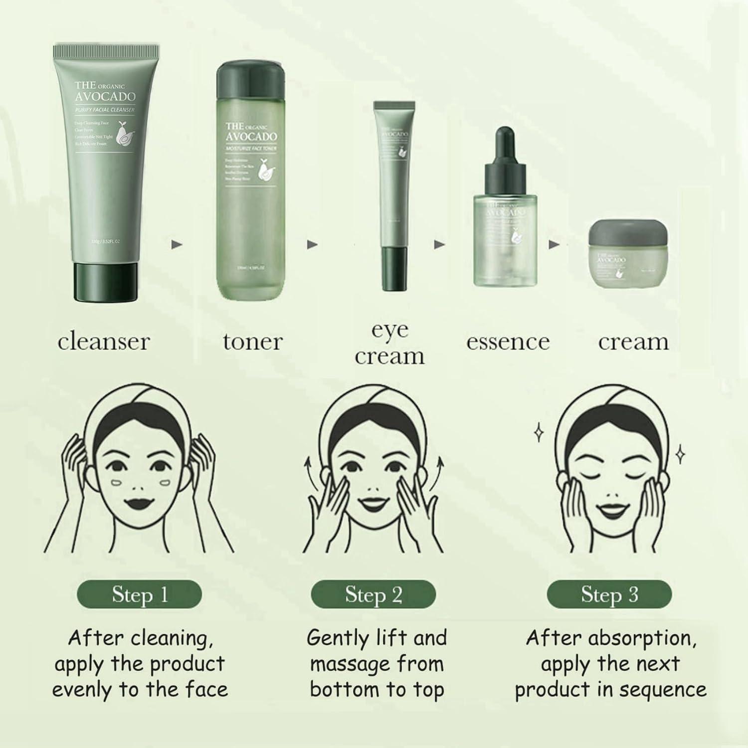 Set de Cuidado de Piel de Aguacate Rosarden 6 en 1 Hidratante