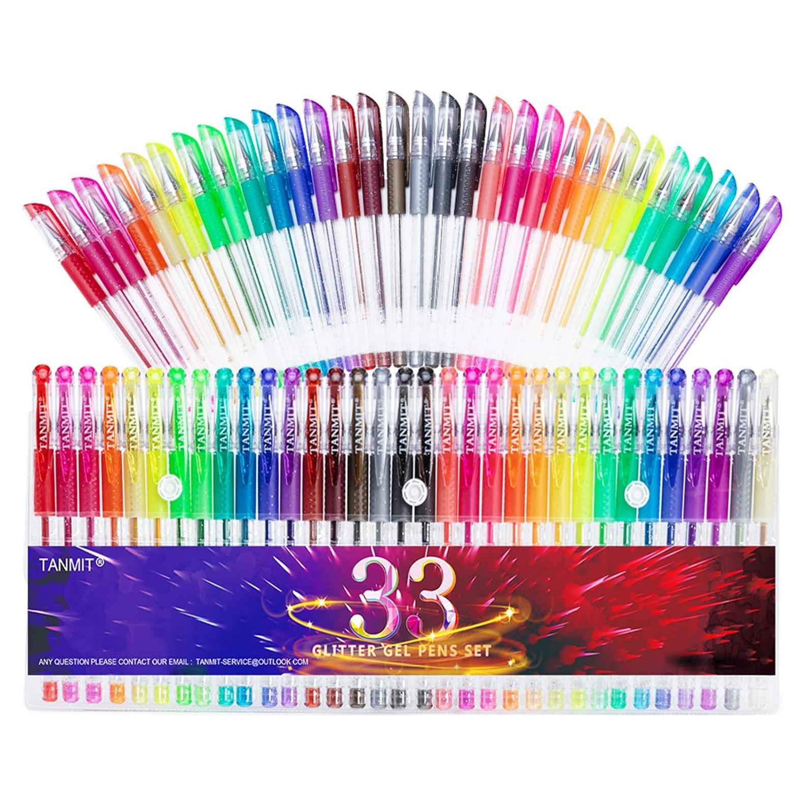Set de 33 Bolígrafos de Gel Brillantes TANMIT - Multicolor