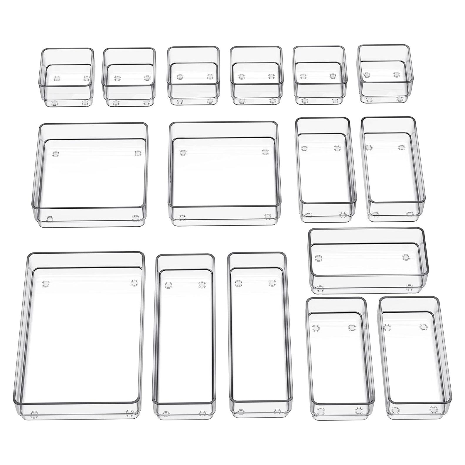 Organizador de Cajones SMARTAKE 16 Piezas Antideslizante Transparente