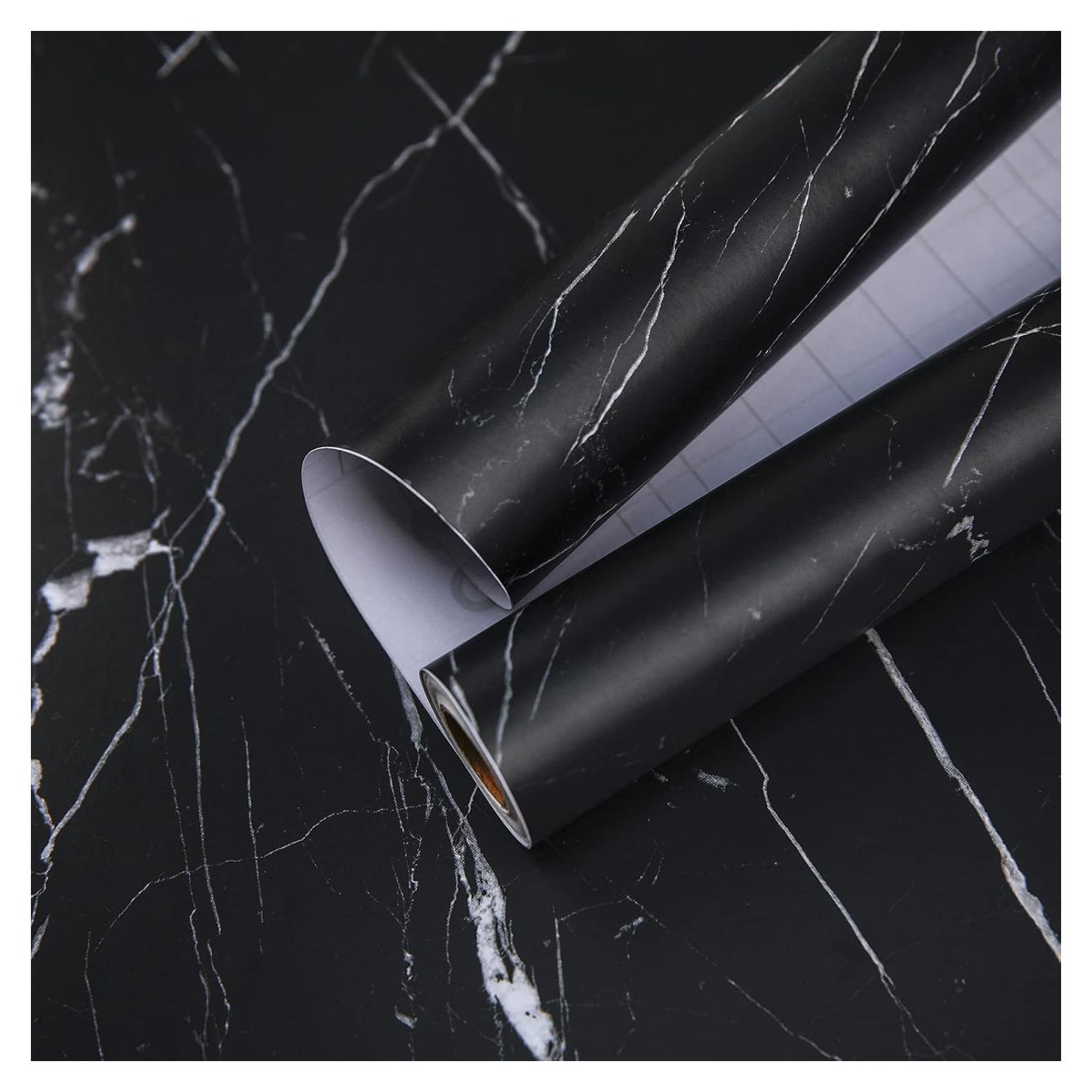 Papel Contacto Autoadhesivo Mármol Negro Mate 30x200 cm