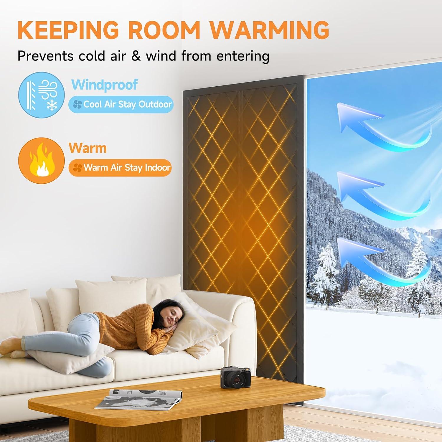 Cortina de Puerta Térmica Aislante Esteh 91.44x208.28 cm Negra