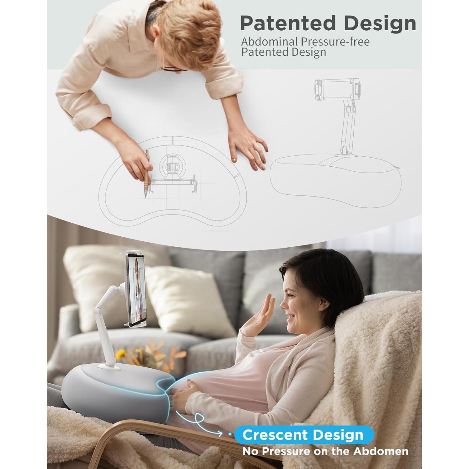 SAIJI Soporte de Almohada para Tableta Ajustable 360° Gris