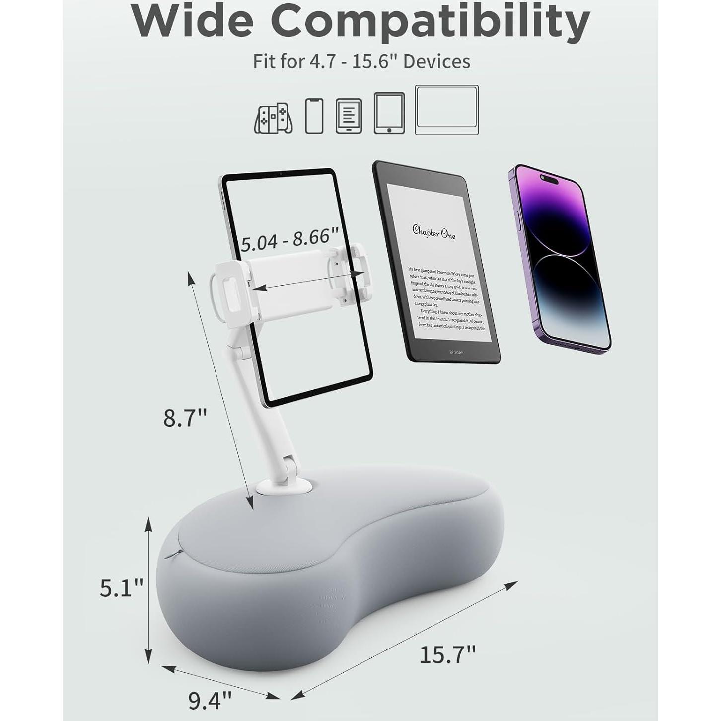 SAIJI Soporte de Almohada para Tableta Ajustable 360° Gris
